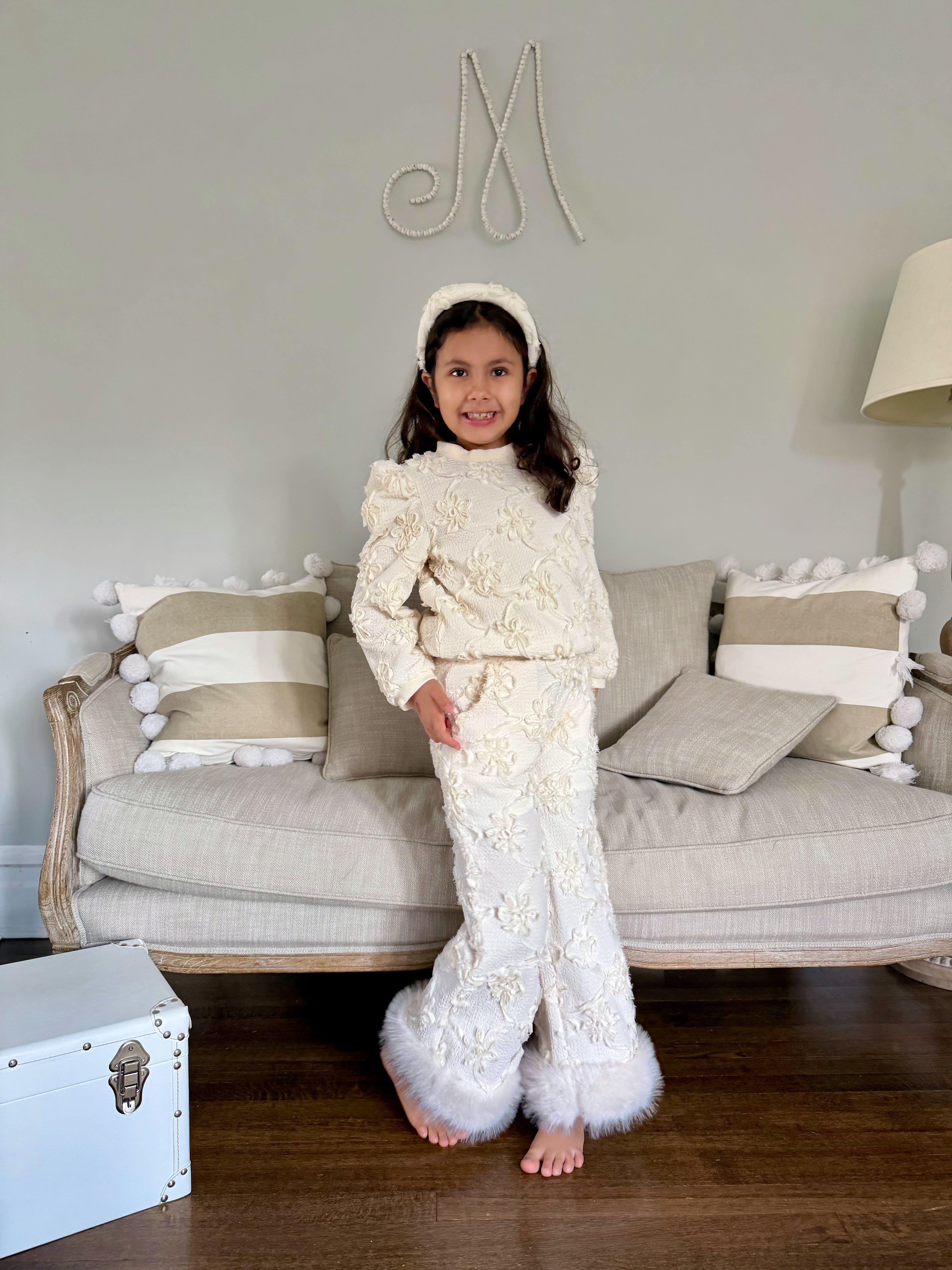 Ava Ivory Flower Wide Leg Pants - Petite Maison Kids