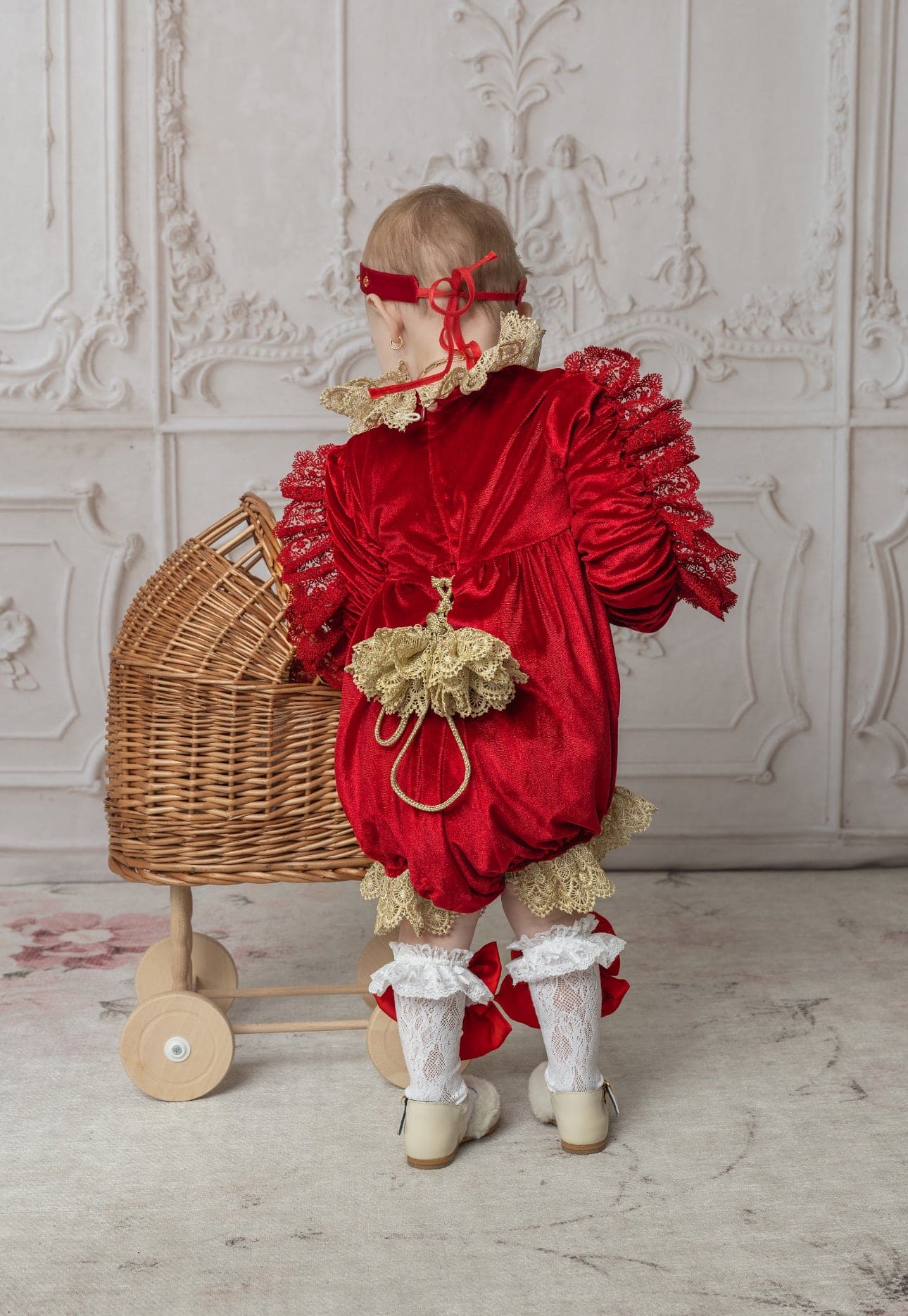 Victoria Red Velvet Romper - Petite Maison Kids