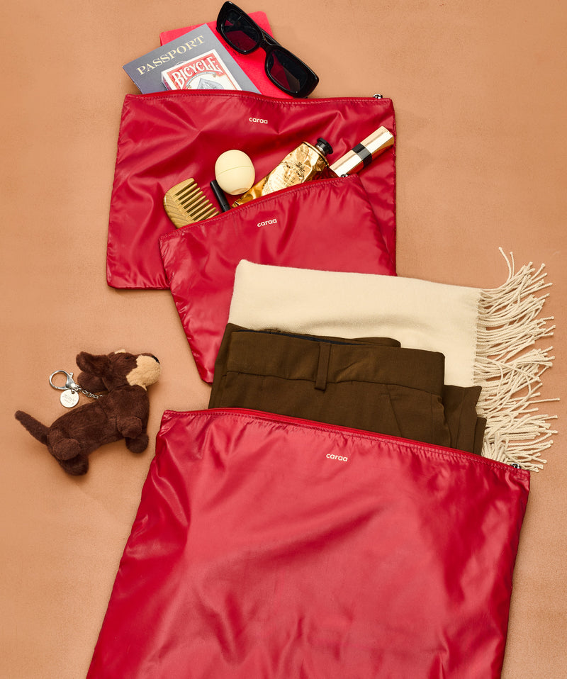 Packing Pouches S/M/L in Red Dahlia