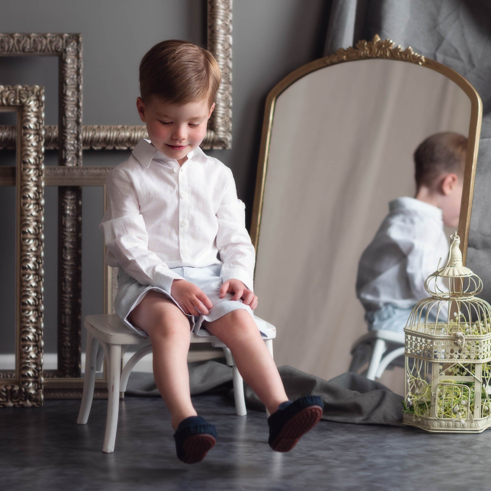 Charlotte Baby Blue Boys' Button Down Shirt - Petite Maison Kids