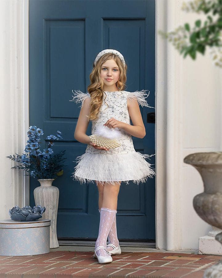 Olivia Feather Dress - Petite Maison Kids