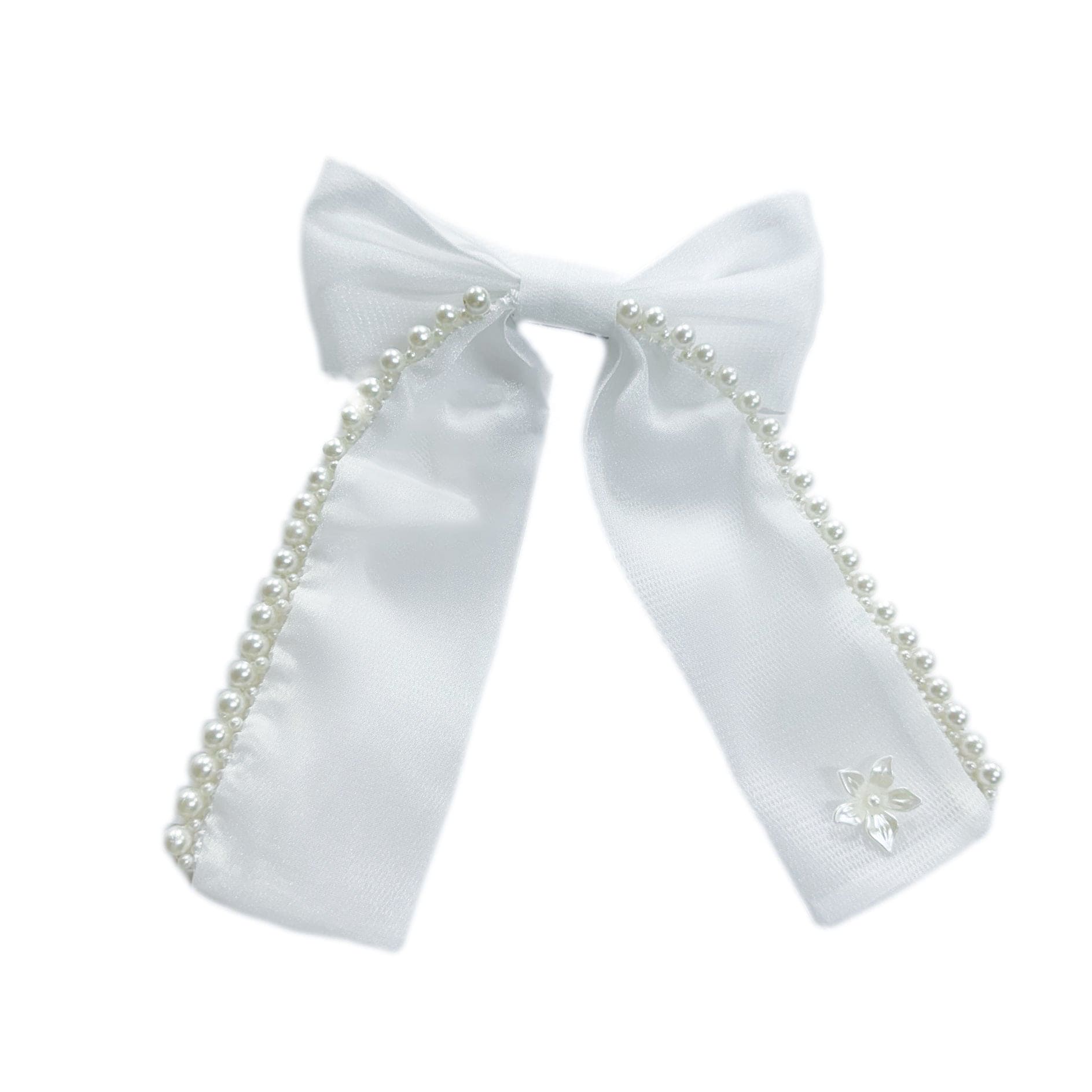 White Pearl Ceremony Hair Bow - Petite Maison Kids
