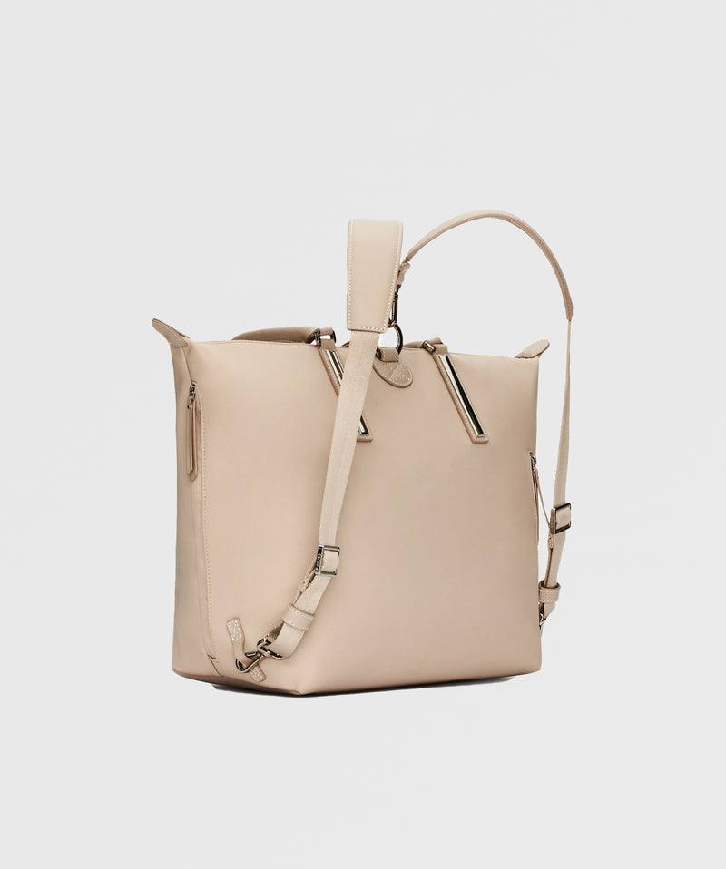 Studio Tote In Beige / Nickel Hardware