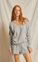 T116-SINEAD | Relaxed French Terry V Neck Sweatshirt