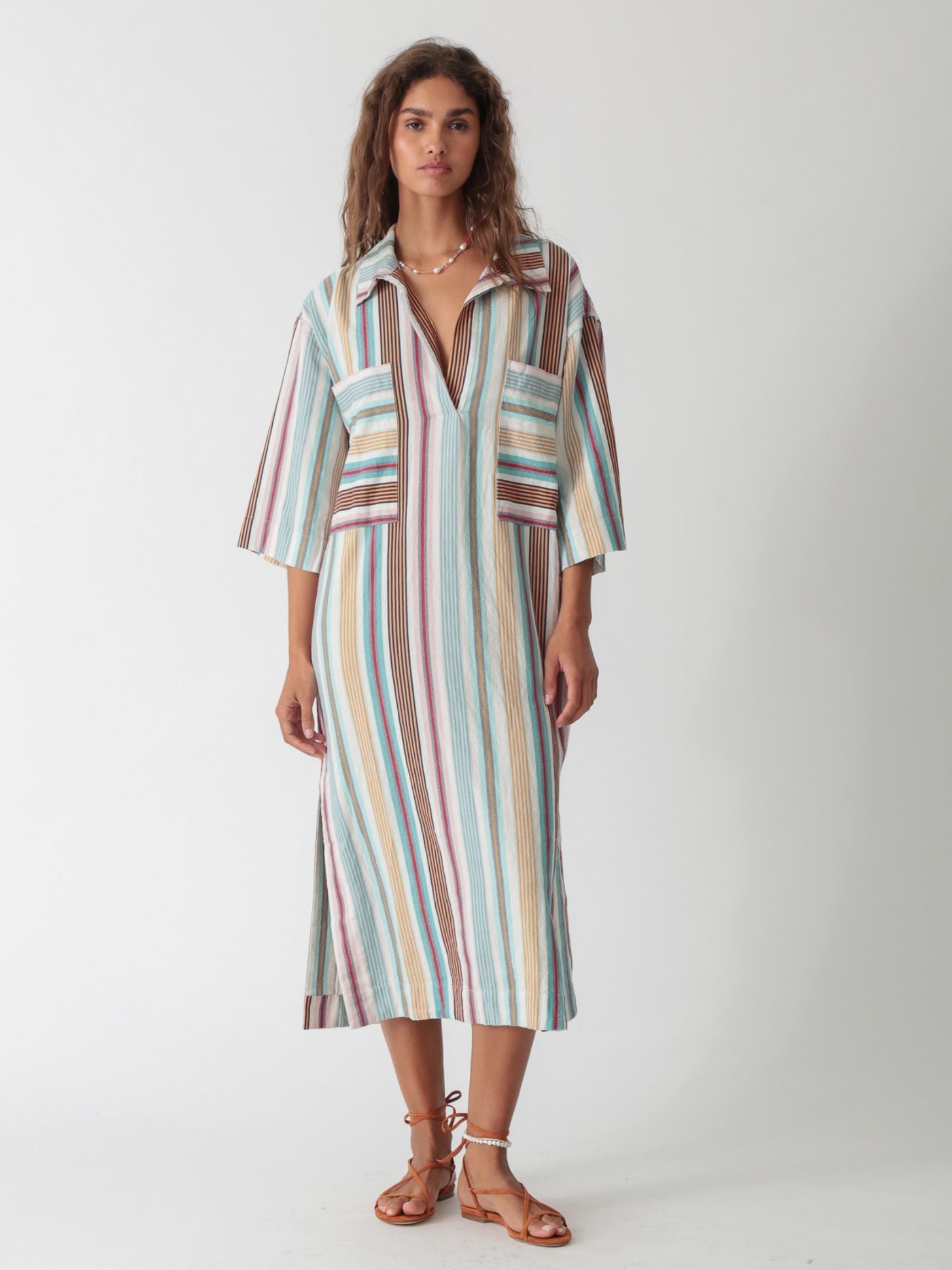 Mary Kaftan - Sky Blue Stripe