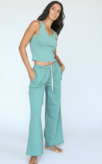 B40-HAILEY | Structured Wide Leg Fleece Pant