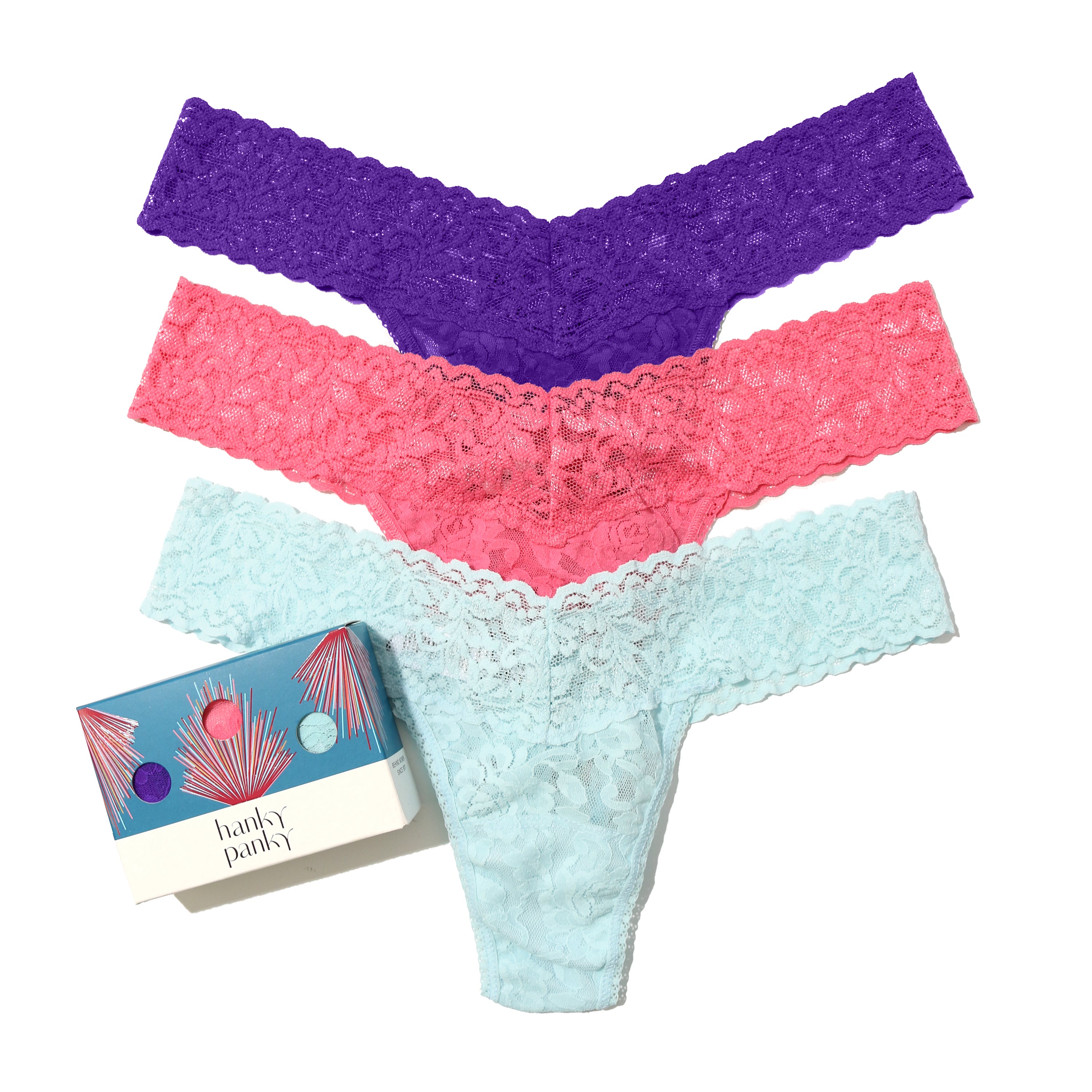 3pack Sig Lace Low Rise Thongs