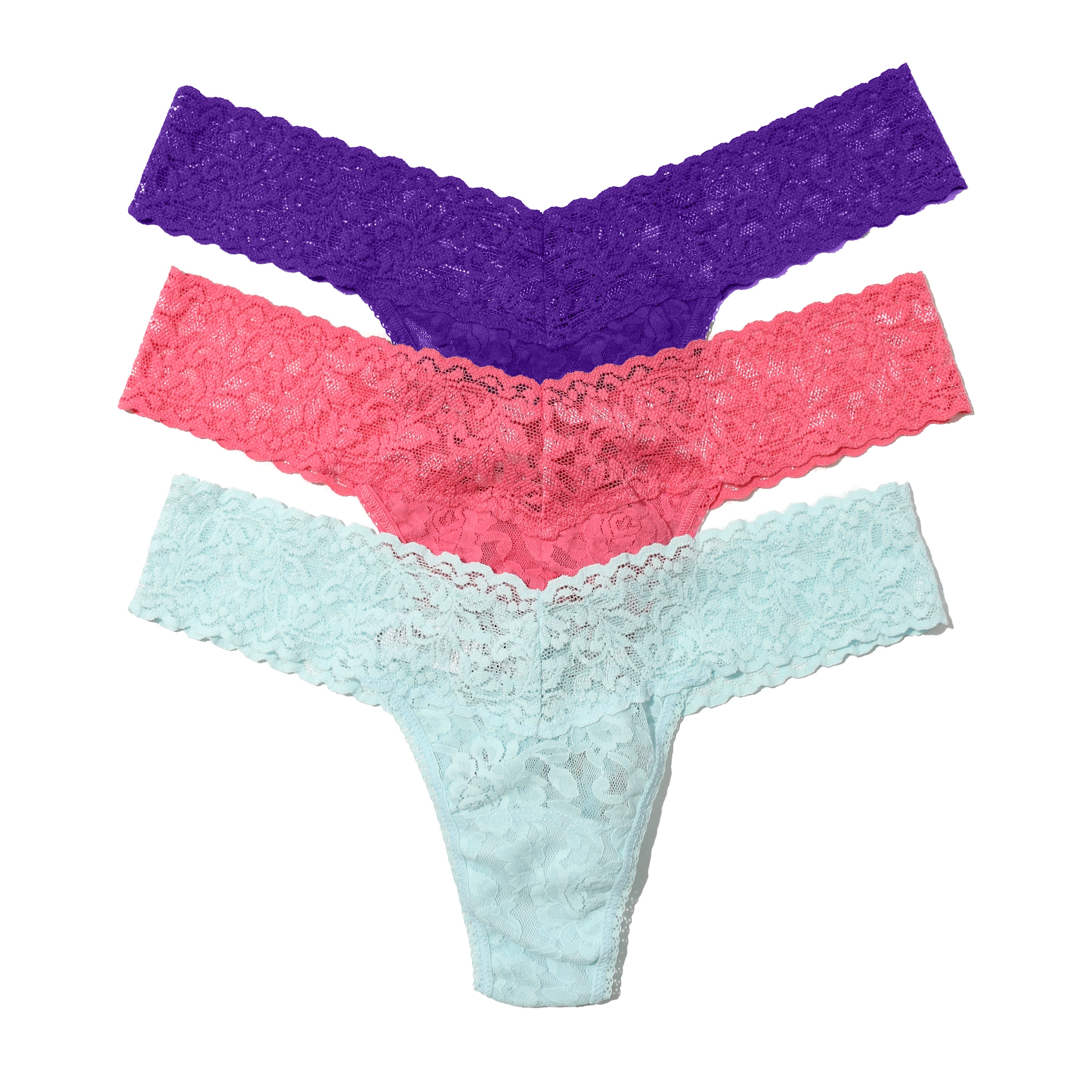 3pack Sig Lace Low Rise Thongs