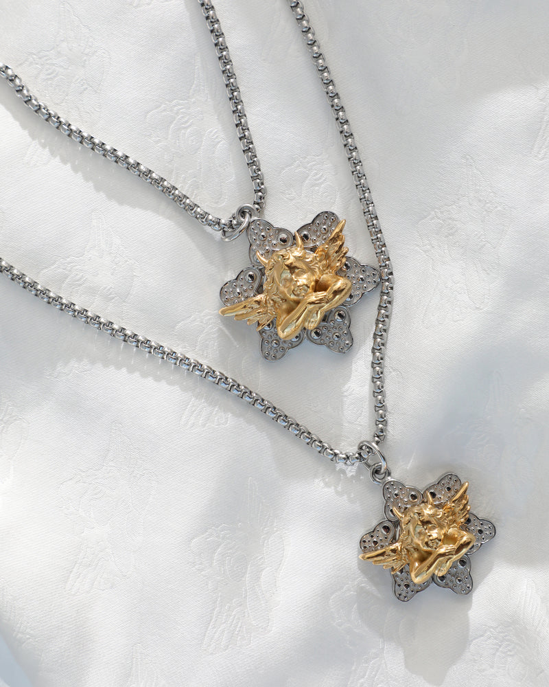 Silver/gold Star Crossed Lovers Necklace