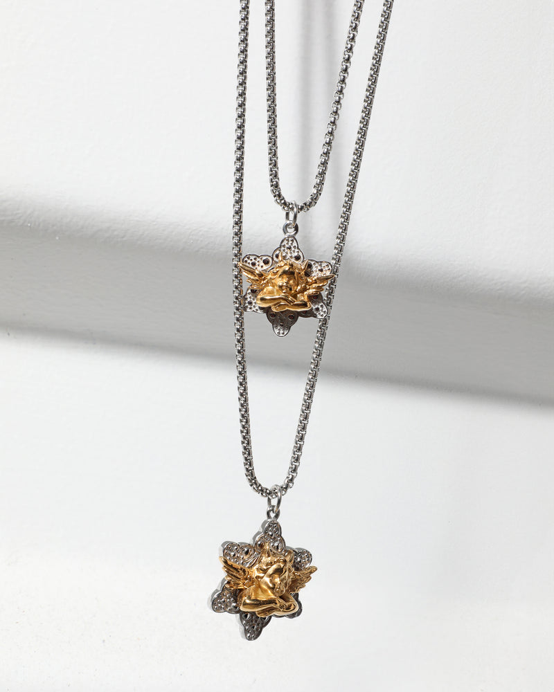 Silver/gold Star Crossed Lovers Necklace