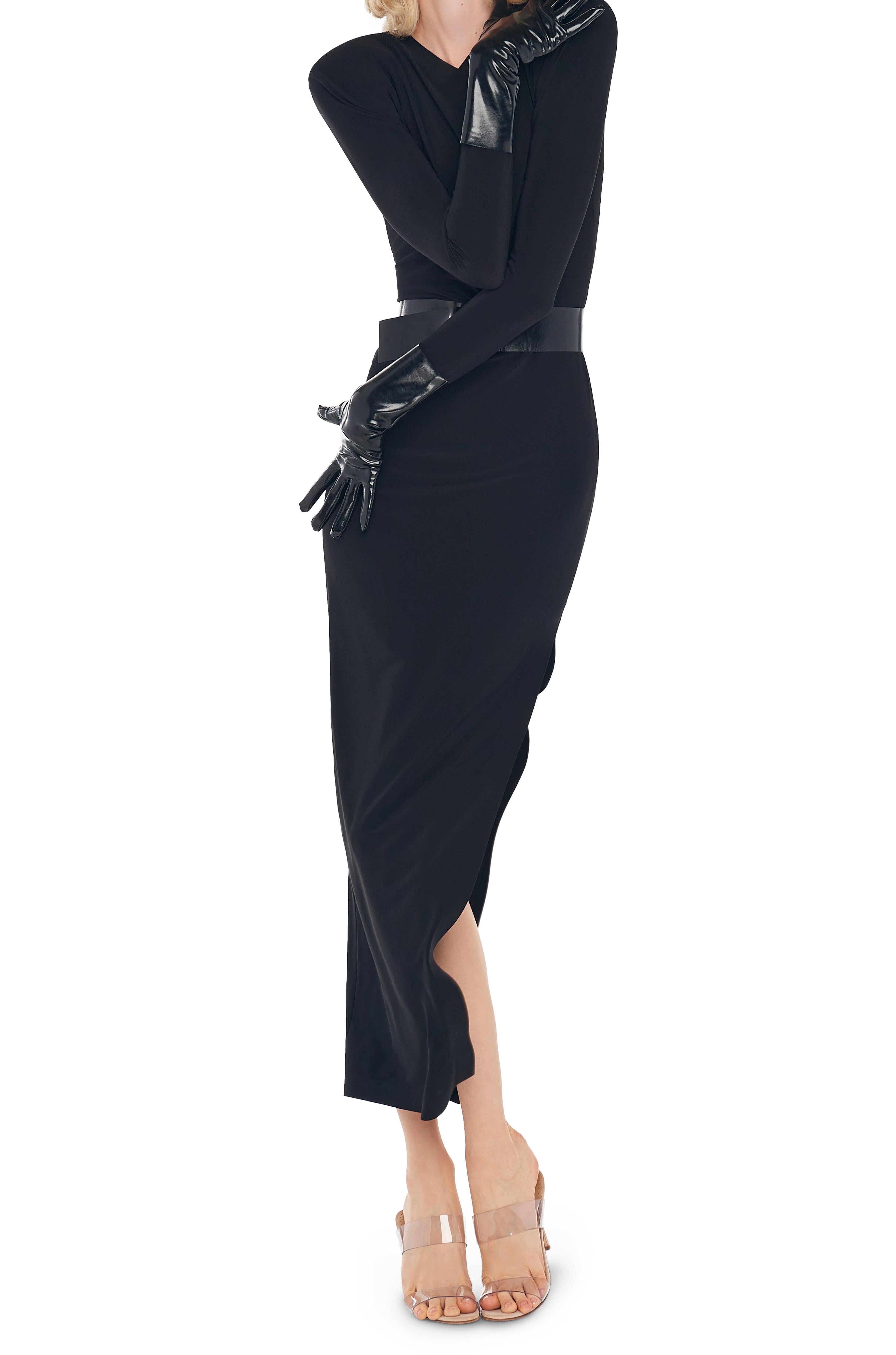 SHOULDER PAD SIDE SLIT GOWN