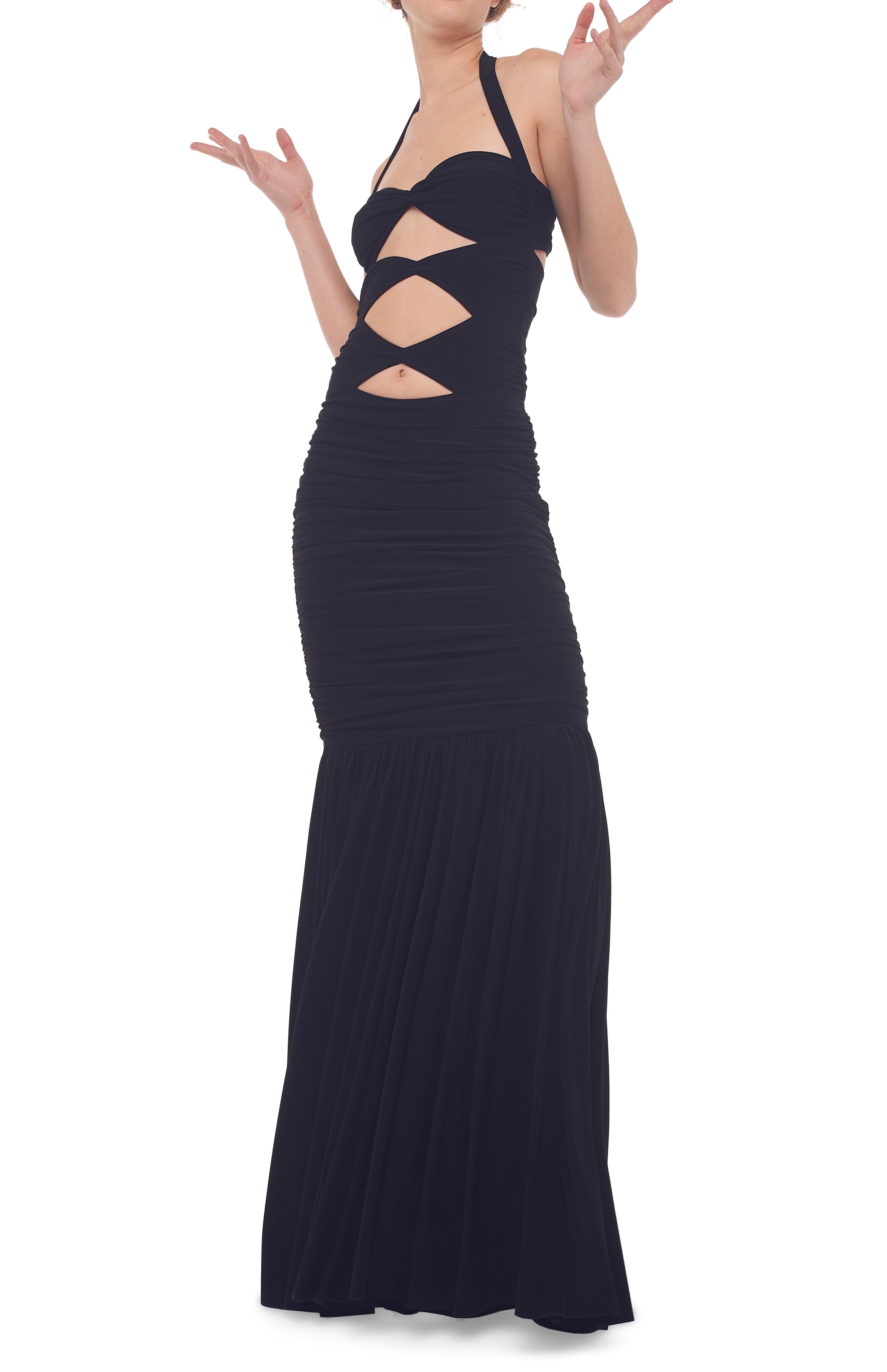 PEEKABOO MIO FISHTAIL GOWN