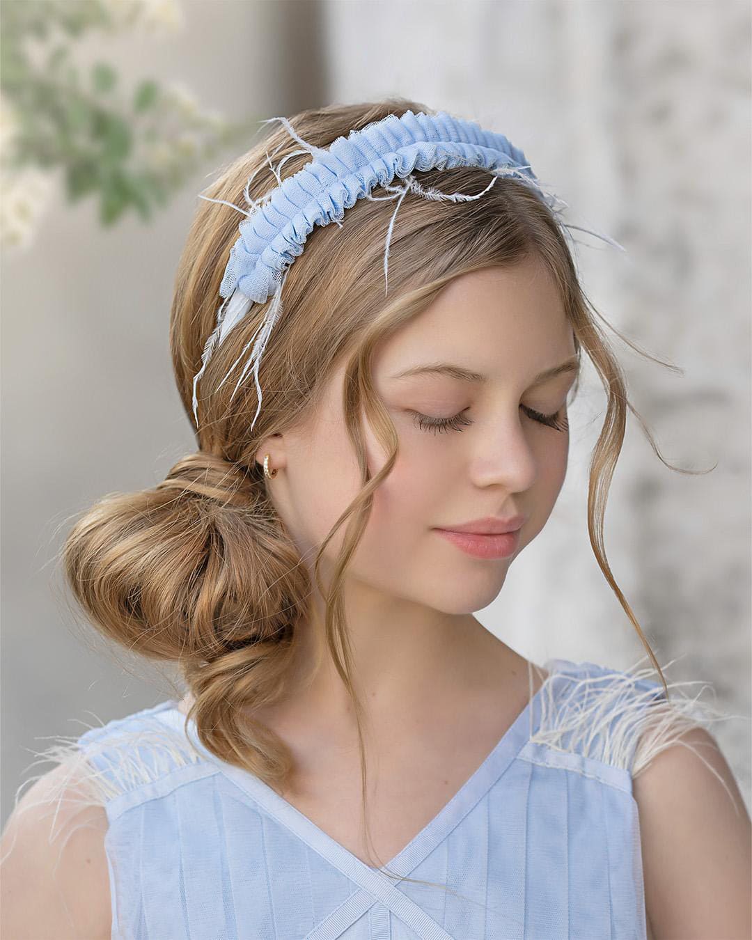 Skylar Blue Tulle Ruffle Headband - Petite Maison Kids