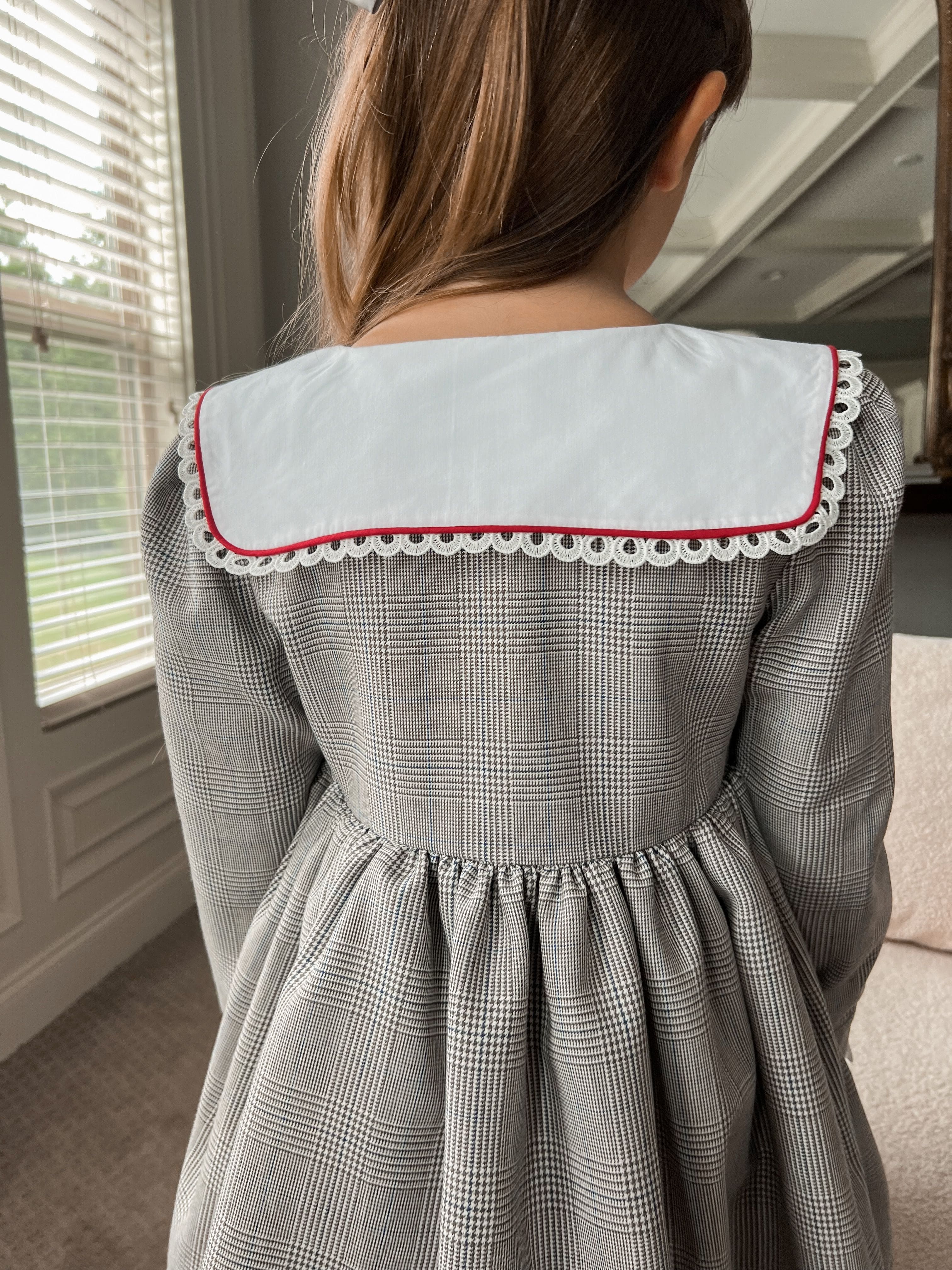 Georgina Tartan Print Dress with Red Bow - Petite Maison Kids