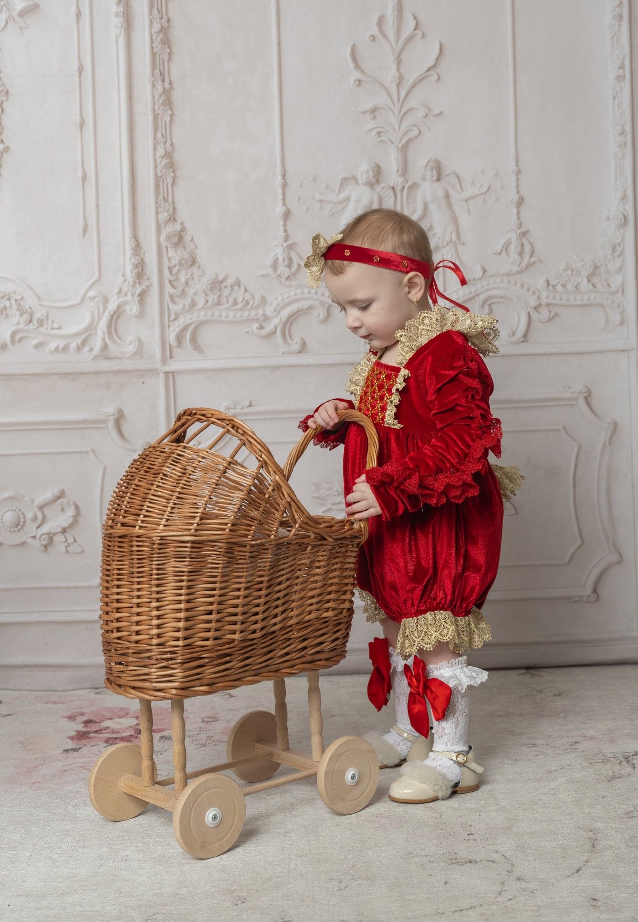 Victoria Red Velvet Romper - Petite Maison Kids