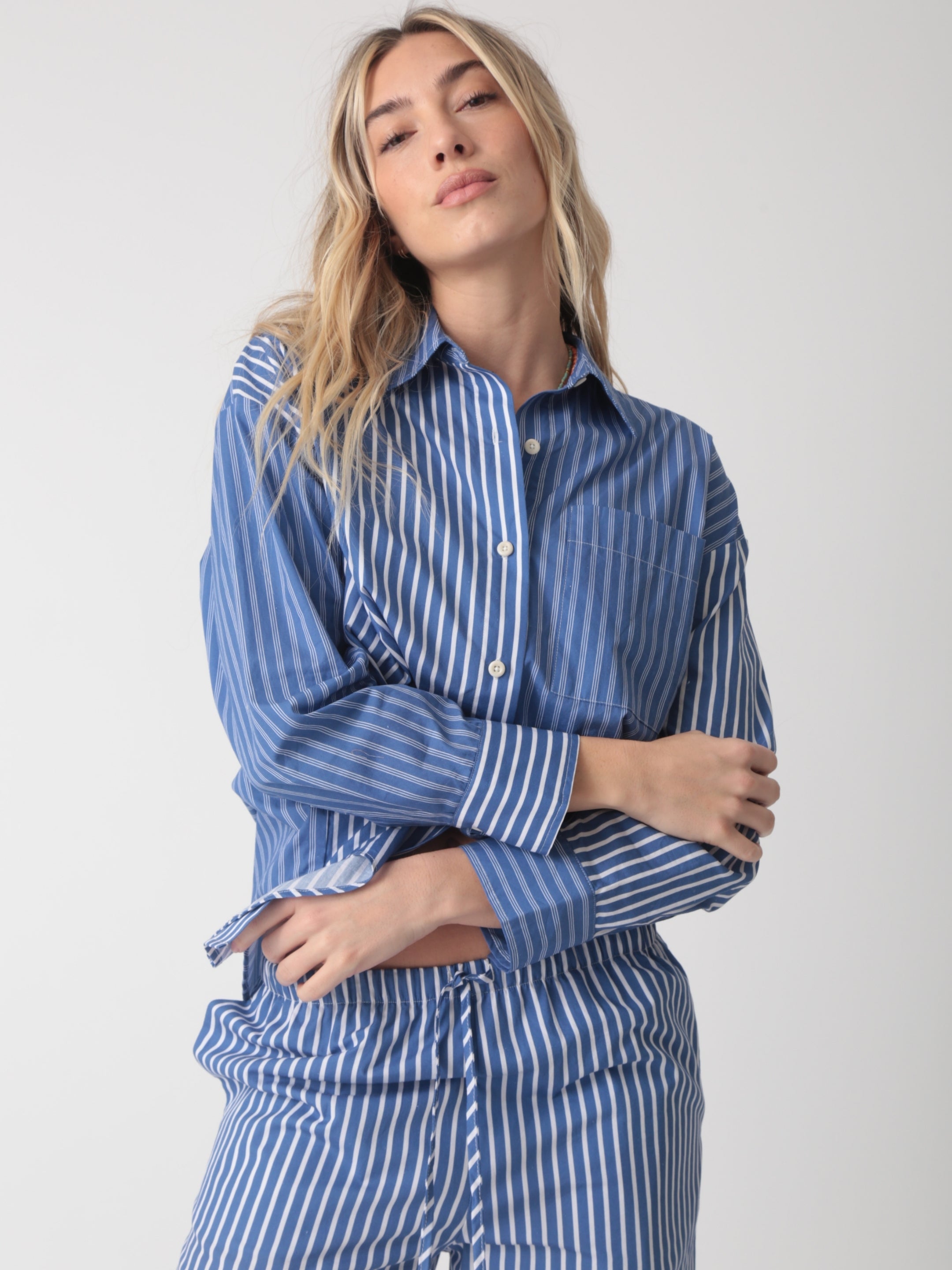 Boyfriend Shirt - Indigo Stripe