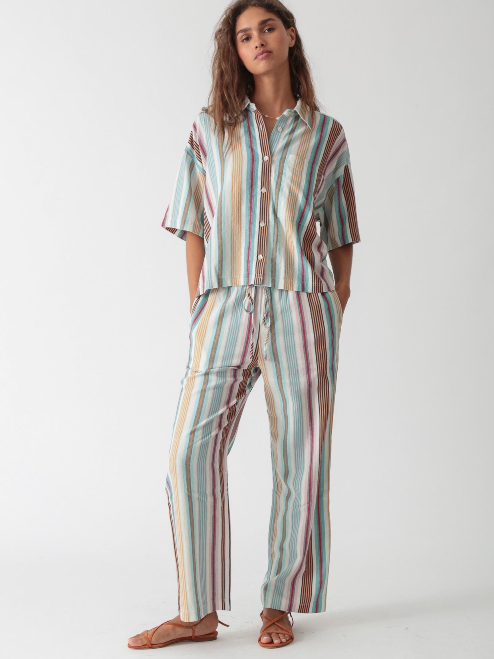Kyle Linen Shirt - Sky Blue Stripe