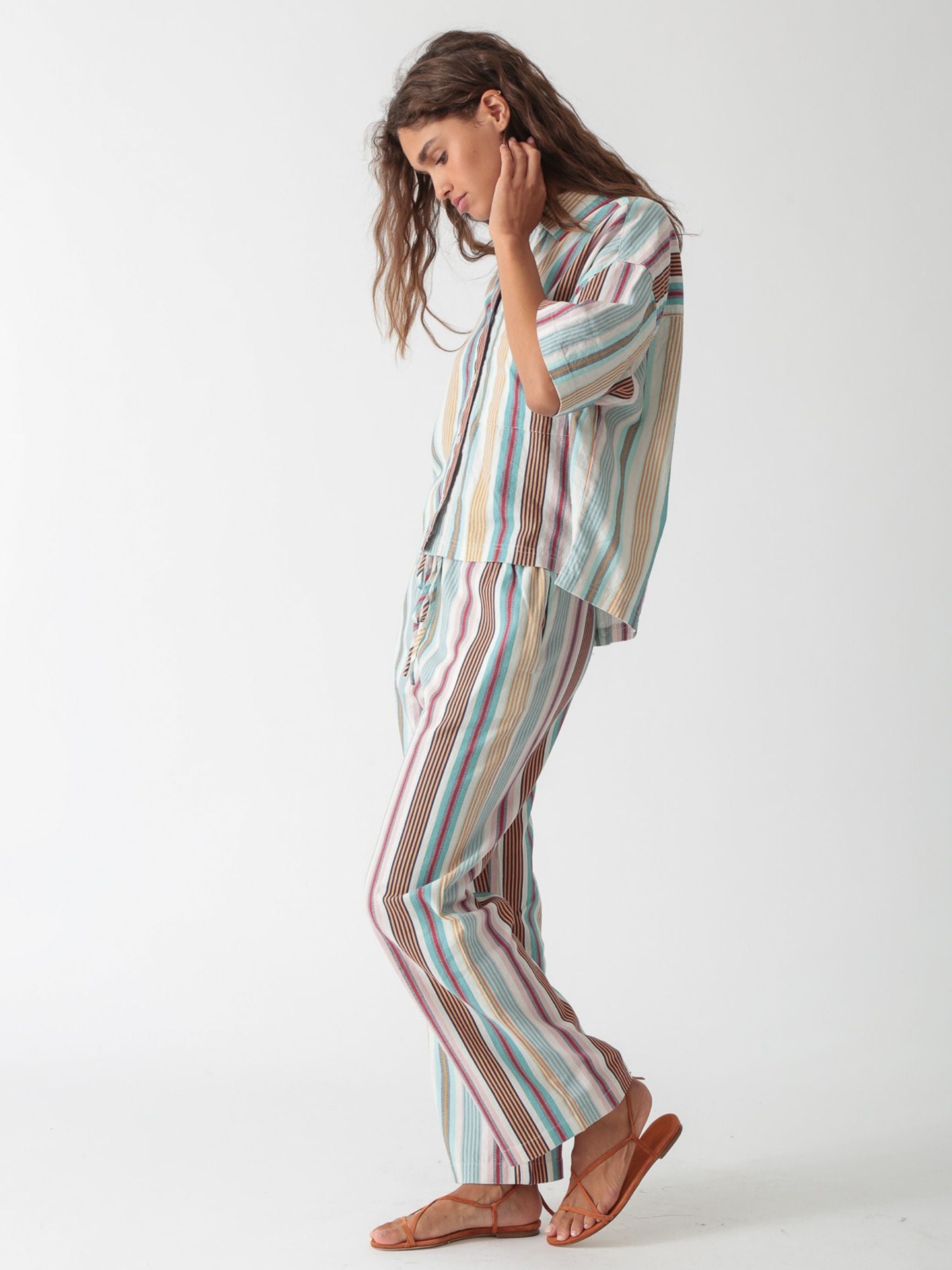Kyle Linen Shirt - Sky Blue Stripe