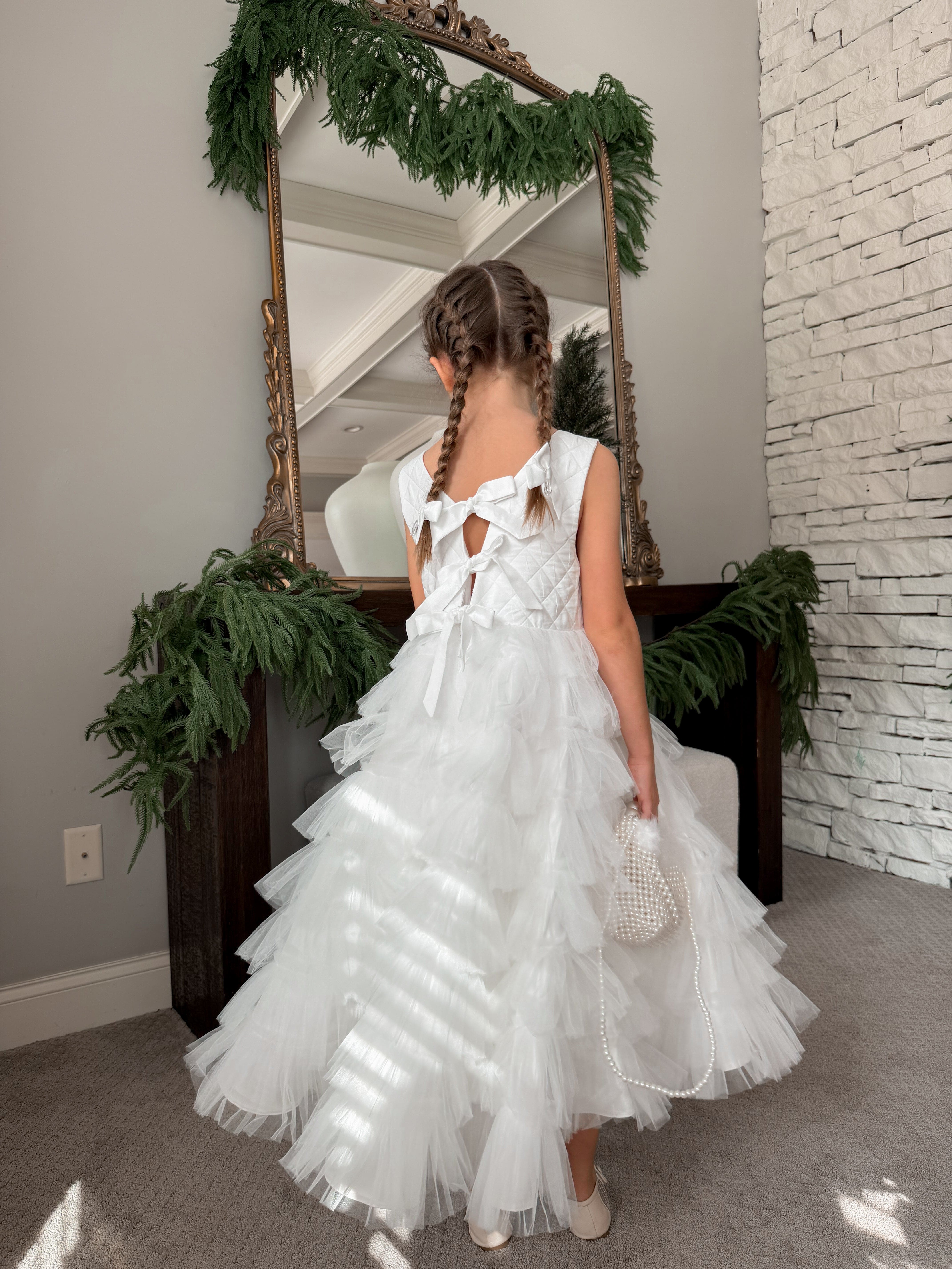 Poppy White Quilted Dress - Petite Maison Kids