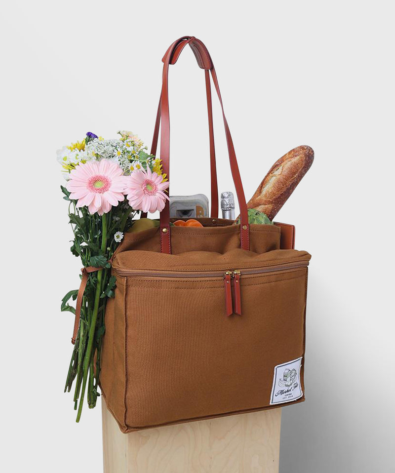 MARKET TOTE - RPET Canvas in Bark