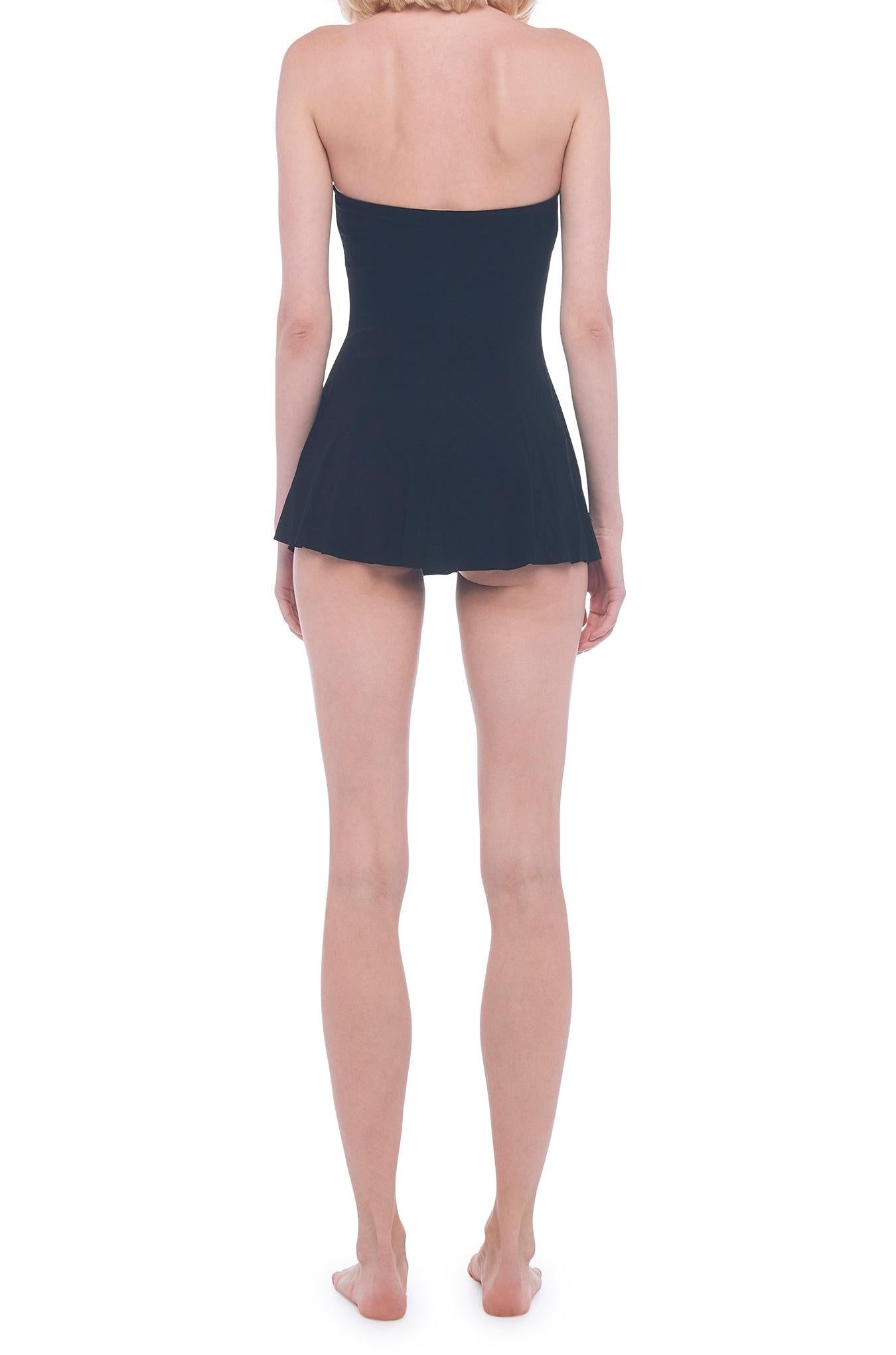 STRAPLESS FLARED SWIM DRESS