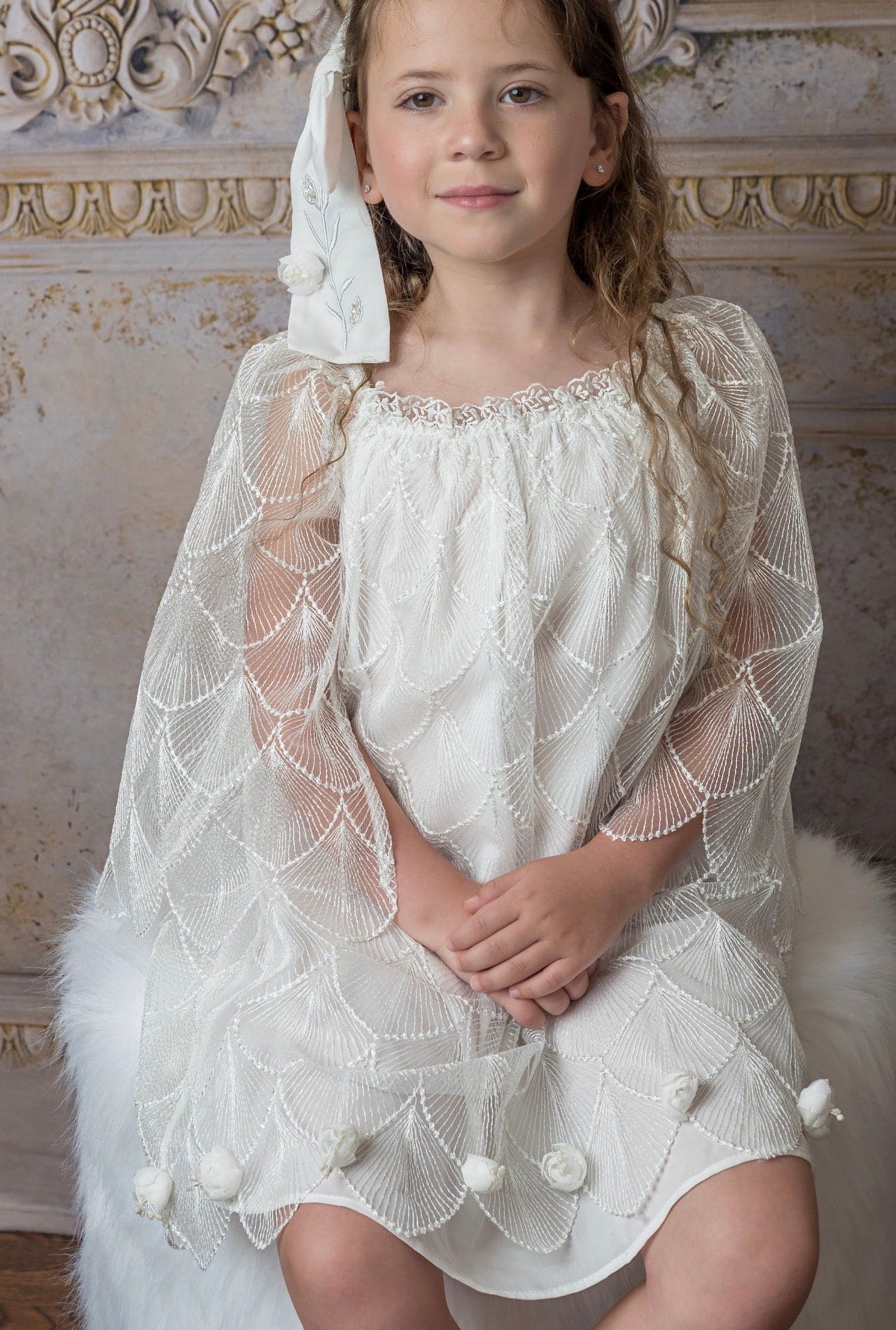 Faith White Scallop Dress - Petite Maison Kids