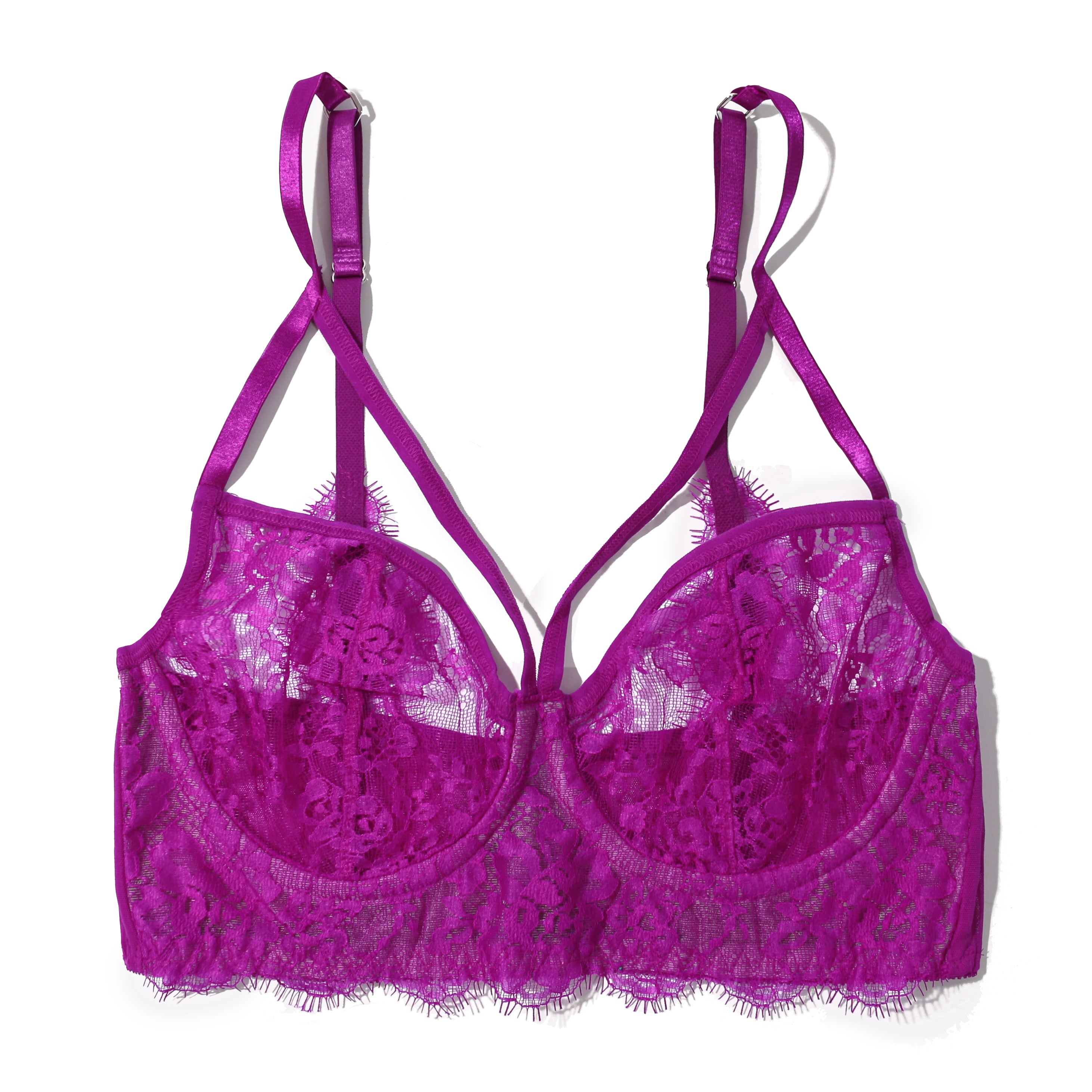 Eyelash Lace Underwire Bra - Countess Pink