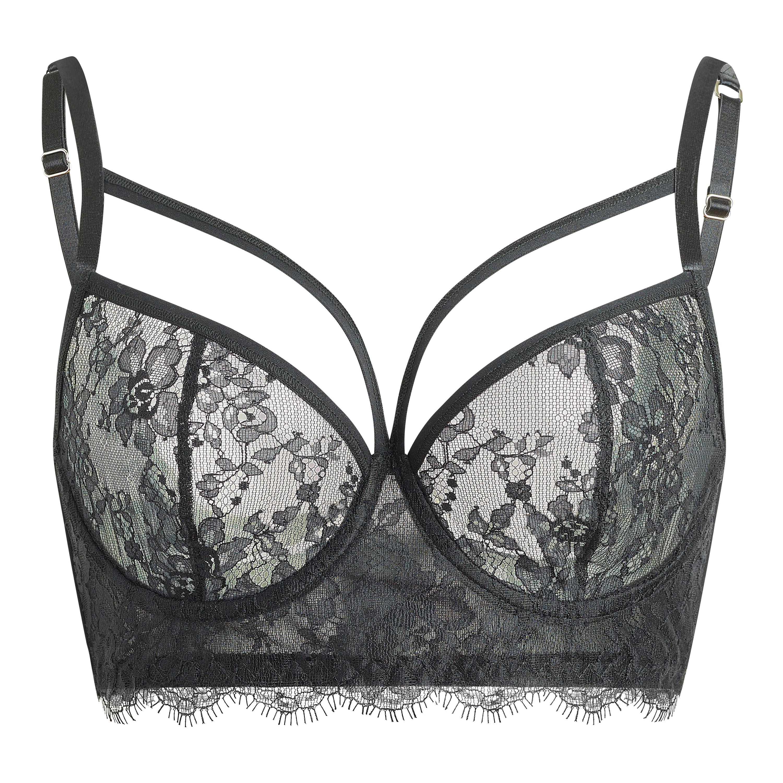 Eyelash Lace Underwire Bra - Black