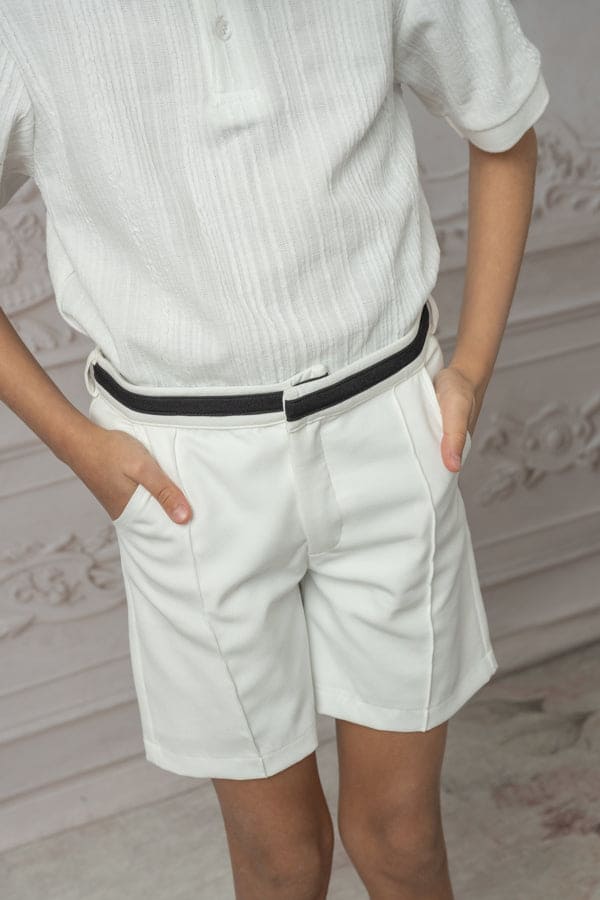 Alex White Shorts With Black Contrast Line - Petite Maison Kids