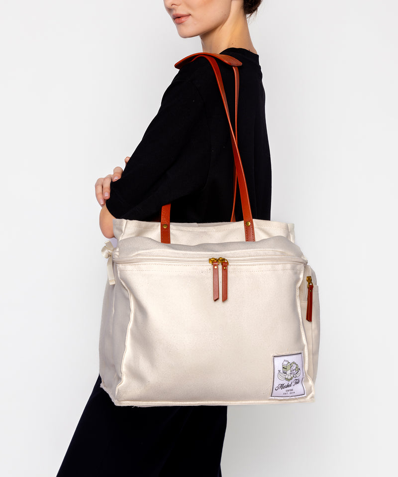 MARKET TOTE - RPET Canvas in Ivory