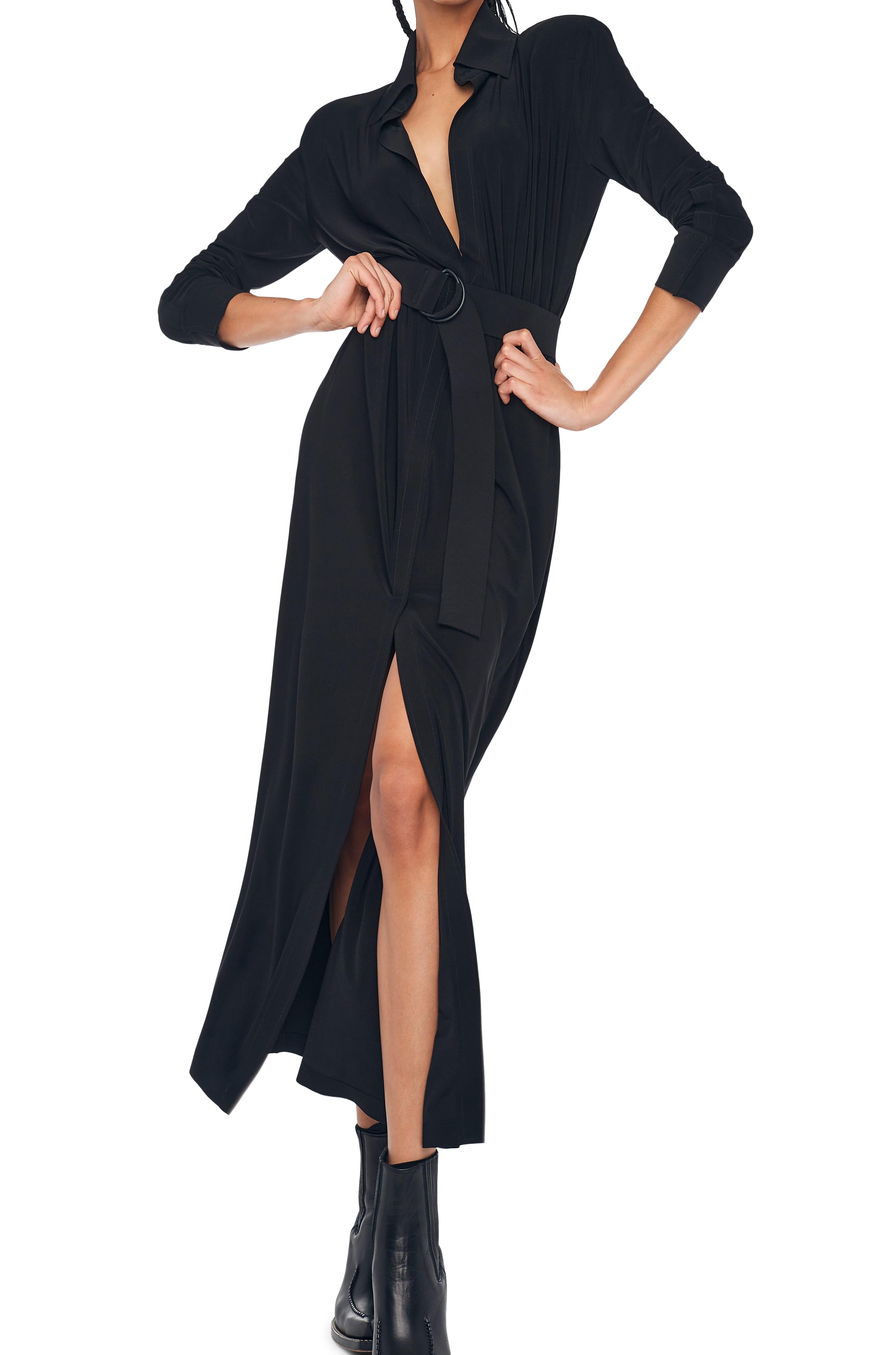 NK SHIRT DRESS LONG W/ SHOULDER PADS