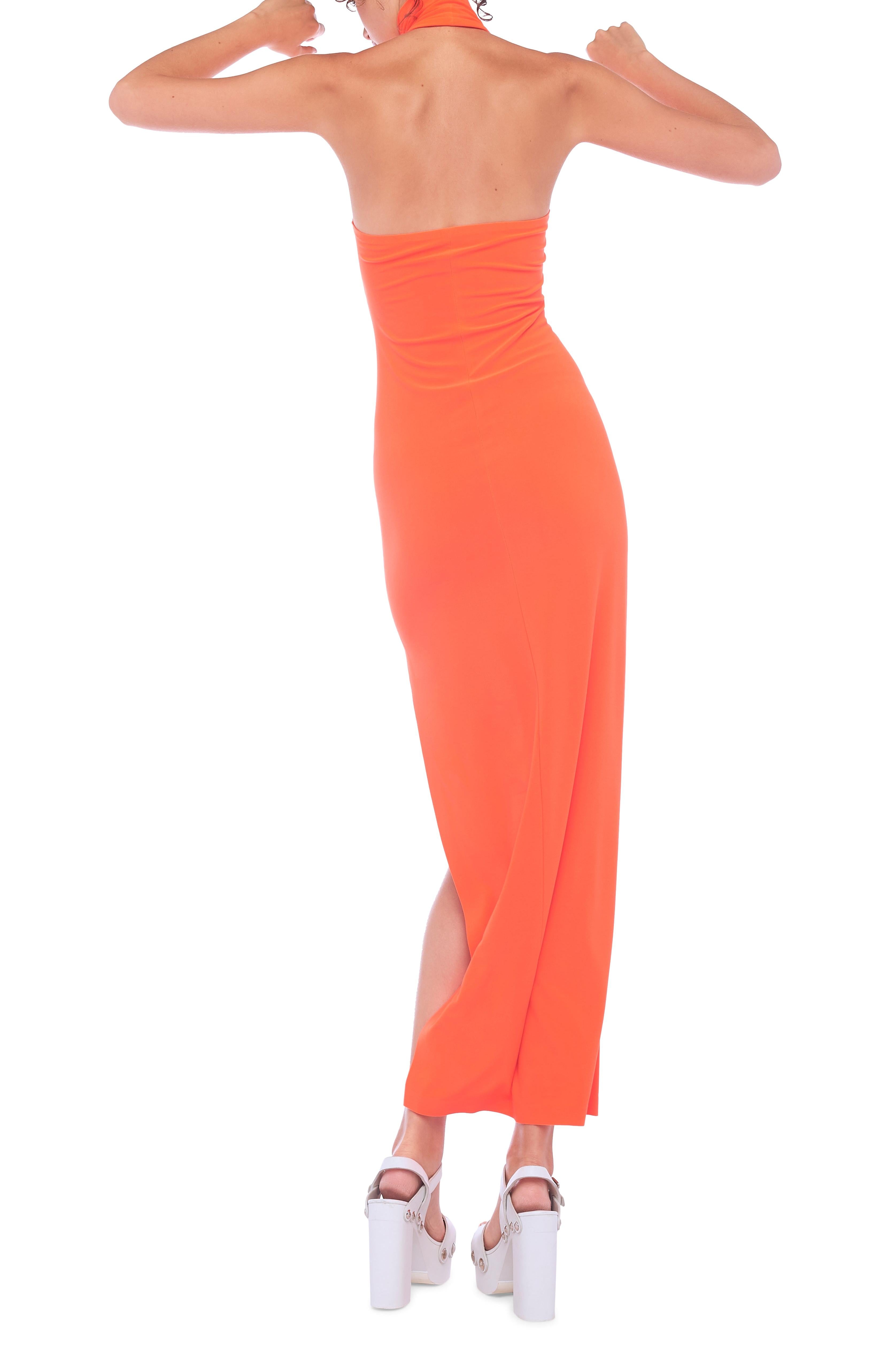 HALTER TURTLE SIDE SLIT GOWN