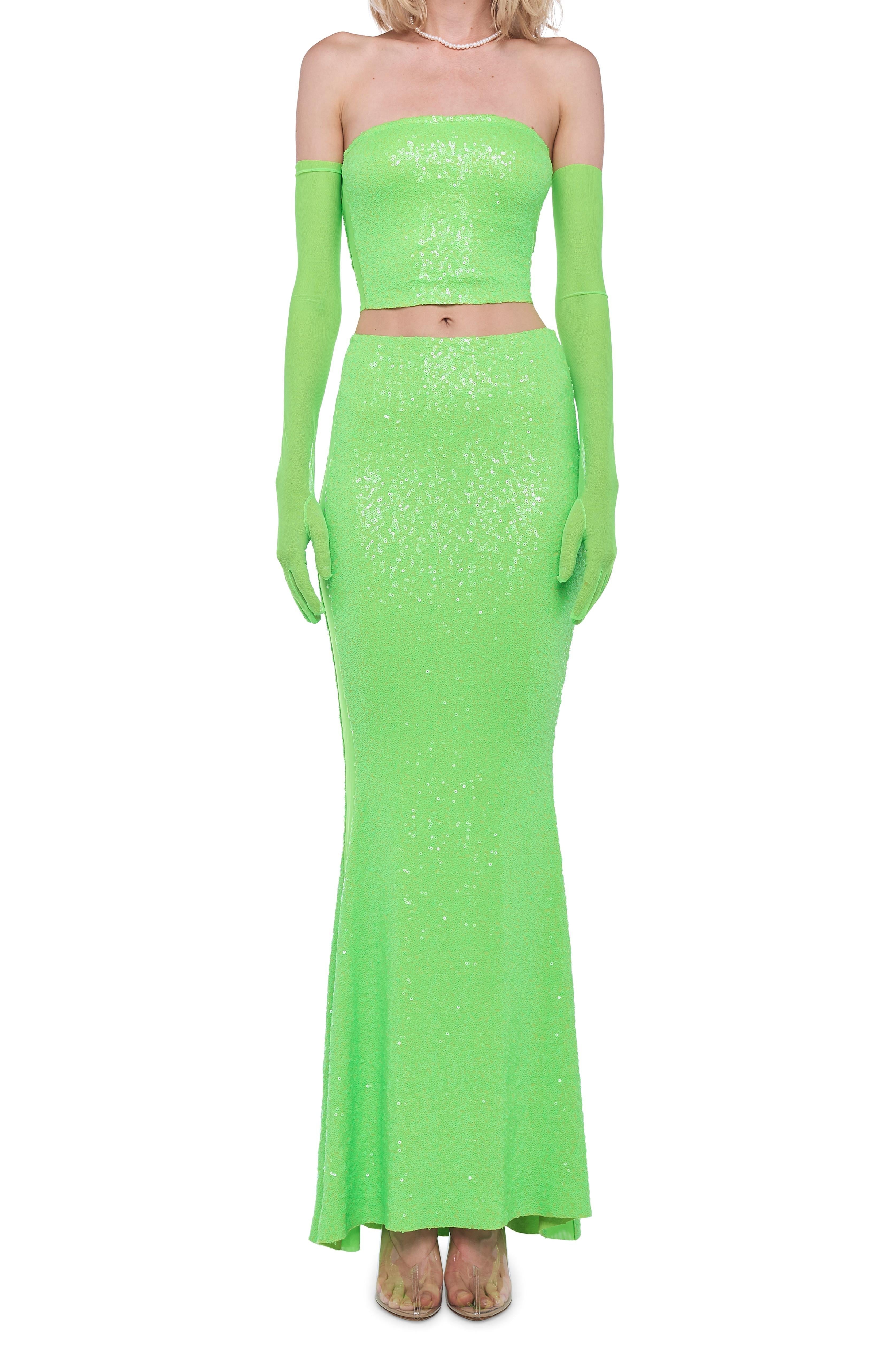 SEQUIN OBIE SKIRT W/ MESH SIDES