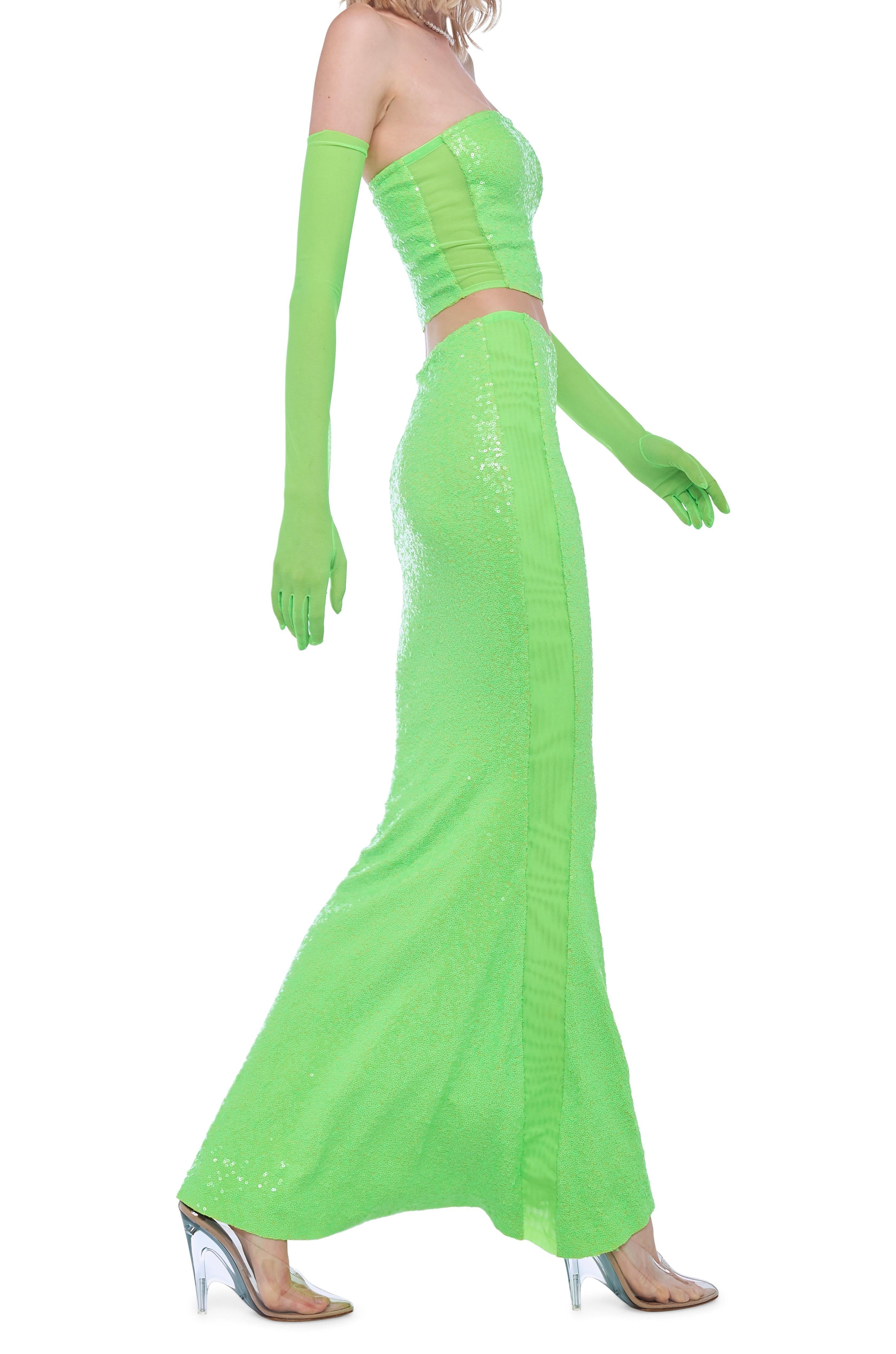 SEQUIN OBIE SKIRT W/ MESH SIDES