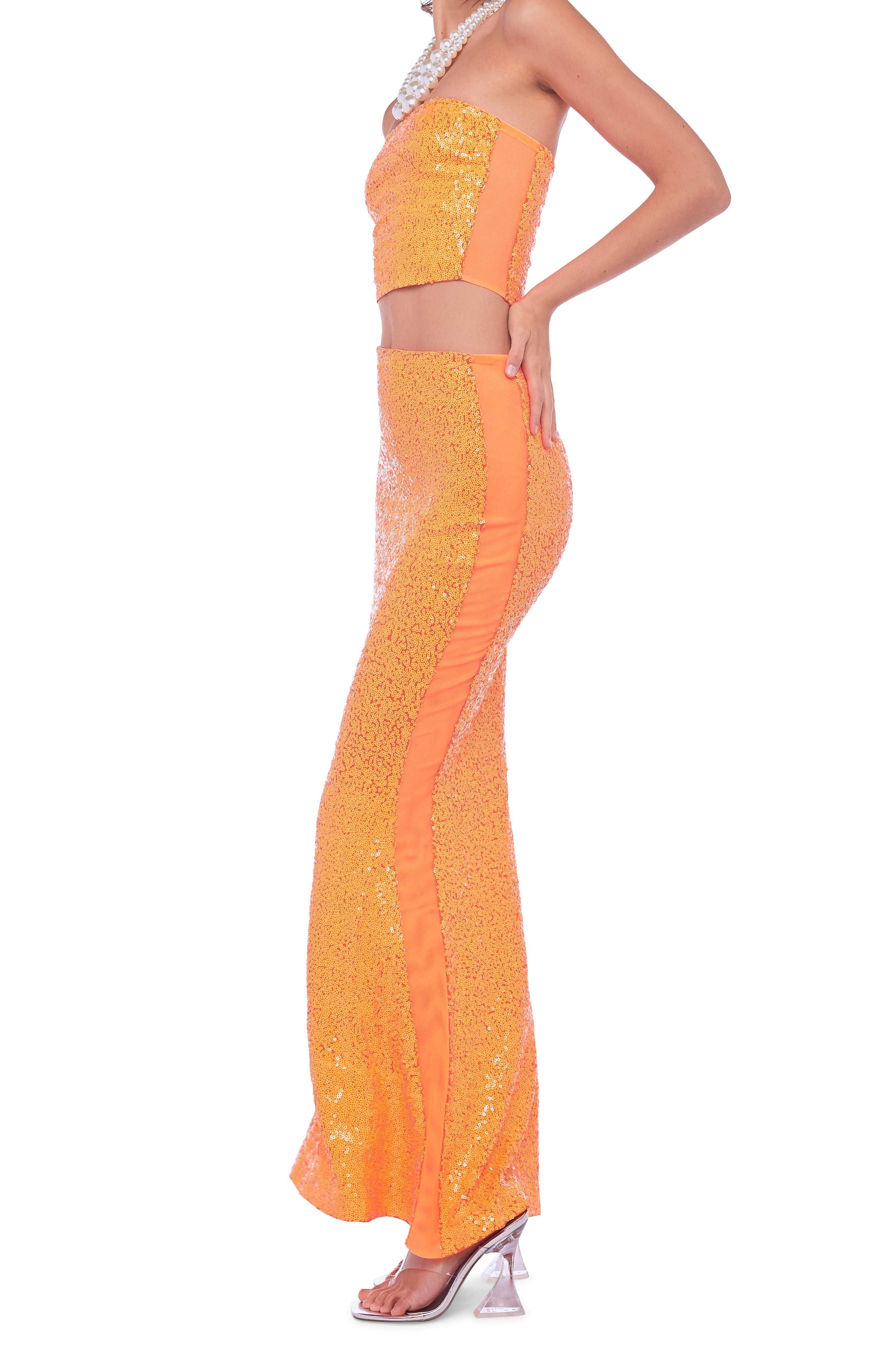 SEQUIN OBIE SKIRT W/ MESH SIDES