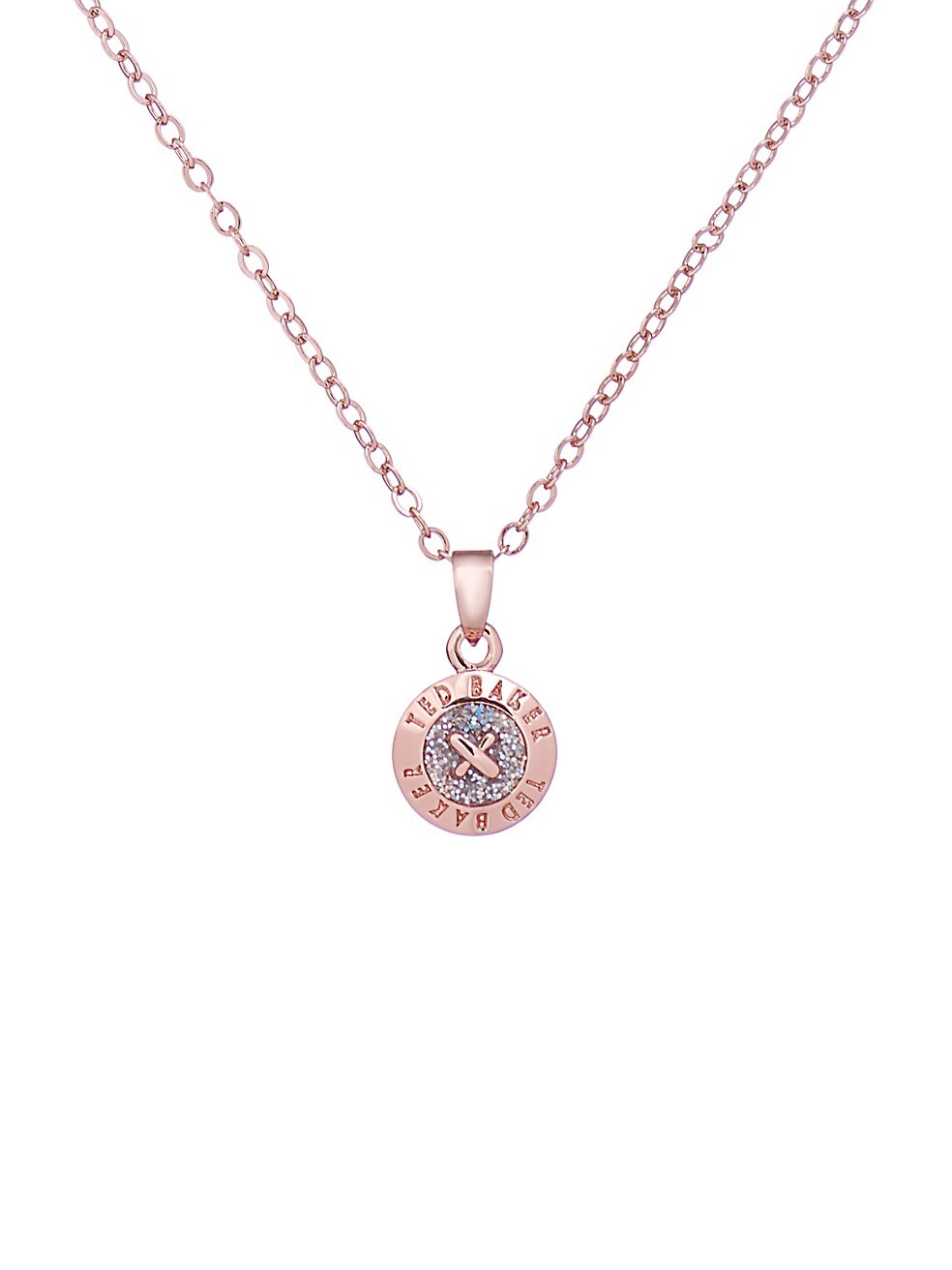 Elvina Enamel Mini Button Pendant in Rose Gold