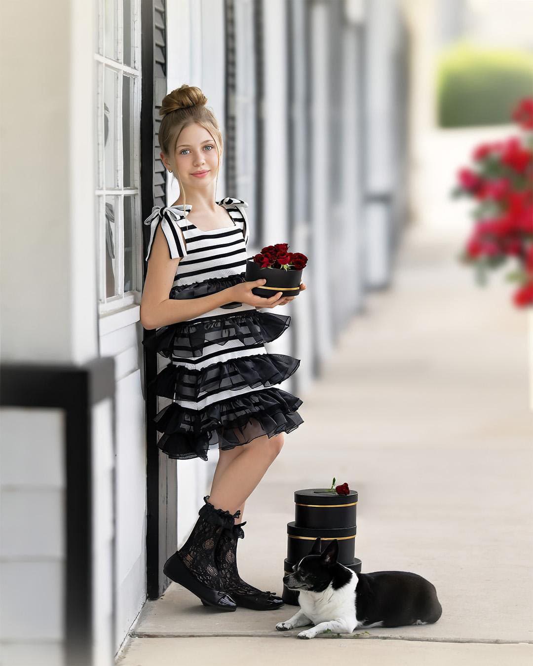 Monaco Black and White Striped Dress - Petite Maison Kids