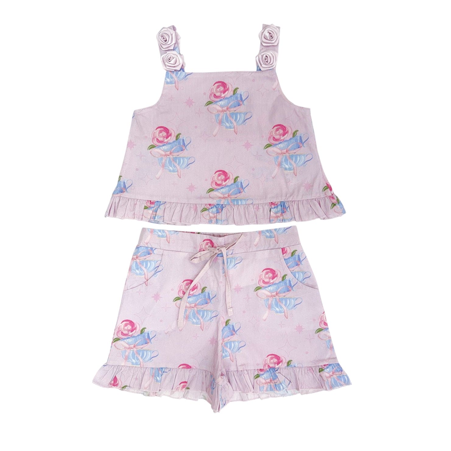 Maya Teacup Pink Girls' Top and Shorts Set - Petite Maison Kids