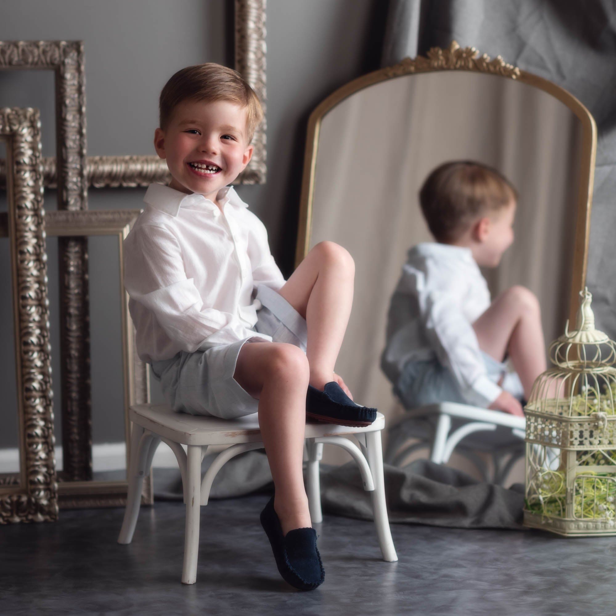 Charlotte Baby Blue Boys' Button Down Shirt - Petite Maison Kids