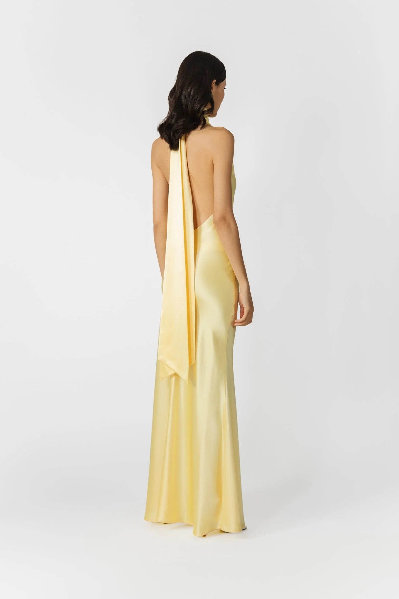 Penelope Backless Satin Gown - Popcorn Yellow