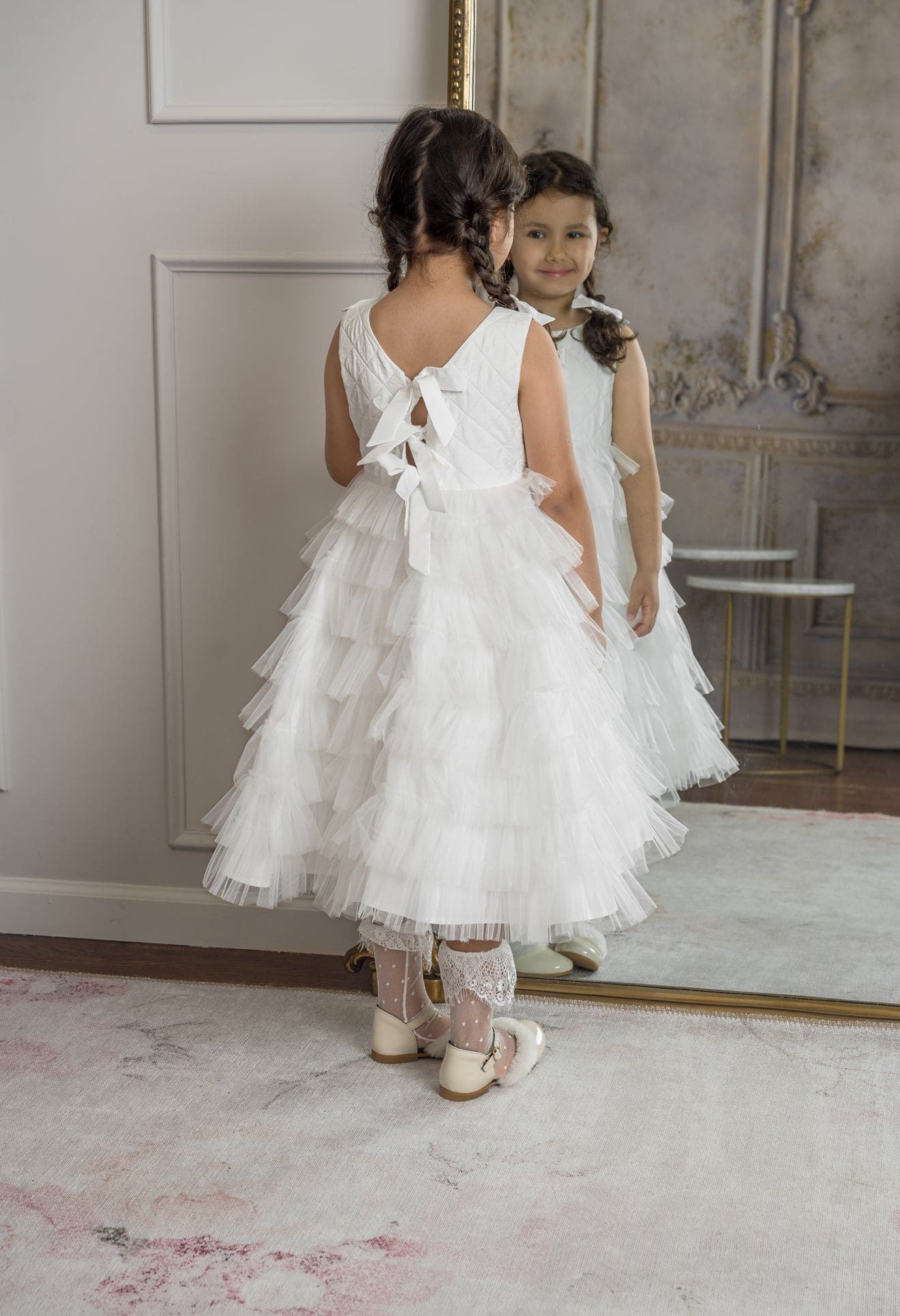 Poppy White Quilted Dress - Petite Maison Kids