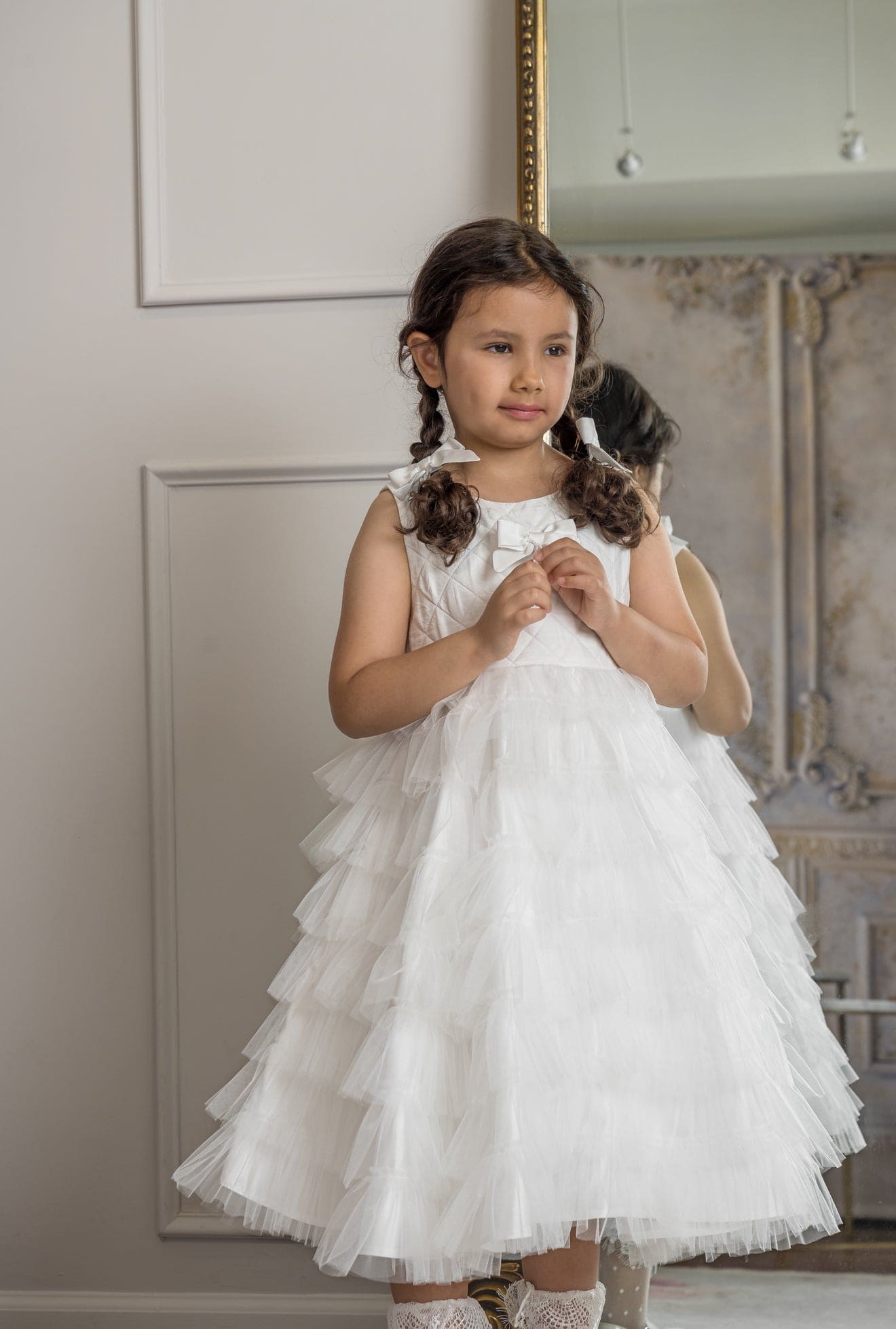 Poppy White Quilted Dress - Petite Maison Kids