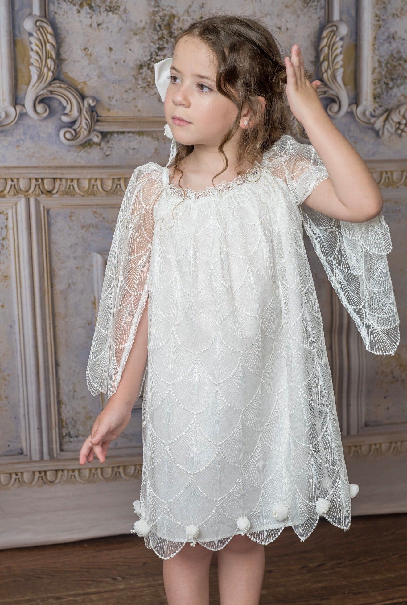 Faith White Scallop Dress - Petite Maison Kids
