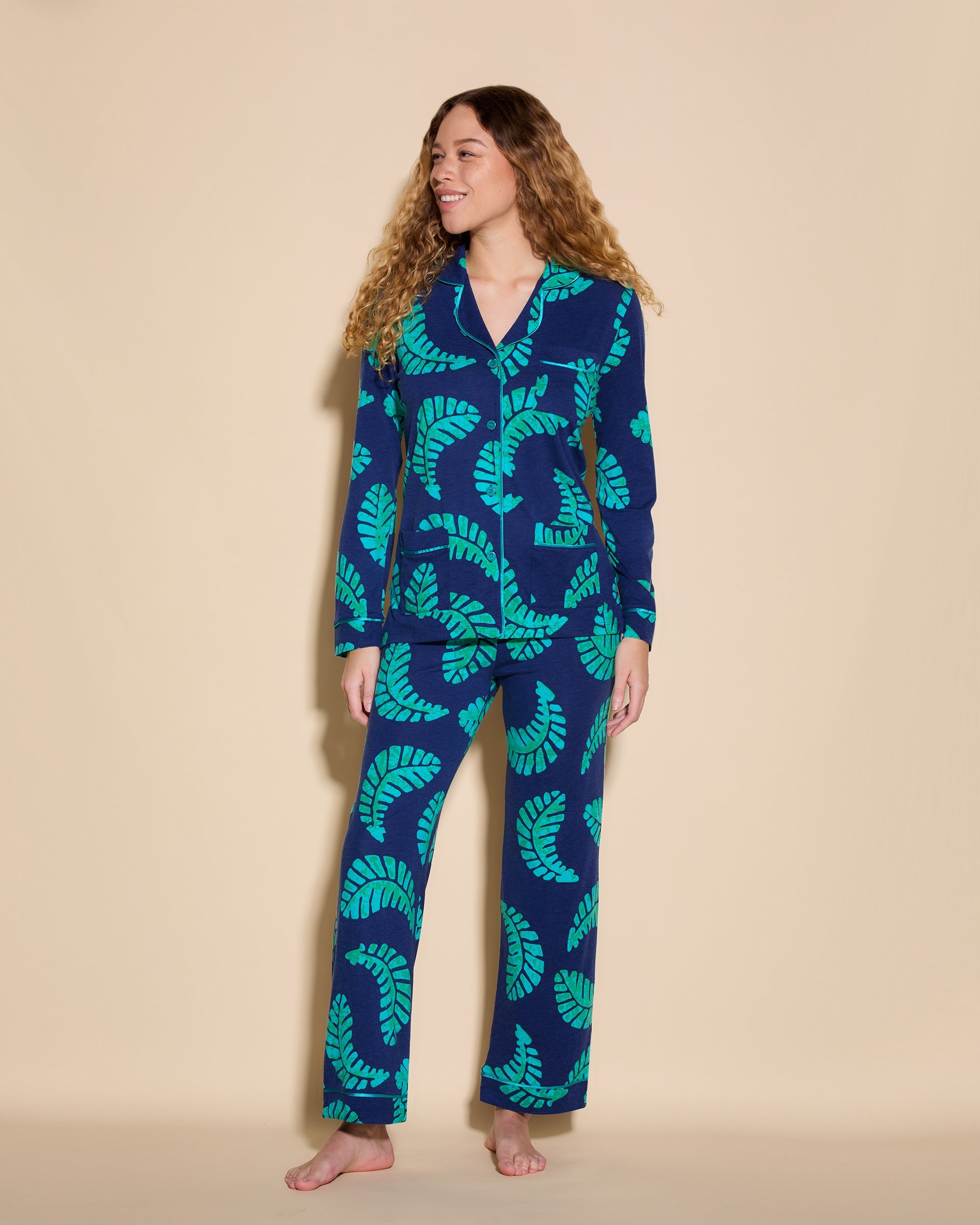 3 Pockets Long Sleeve Top & Pant Pajama Set