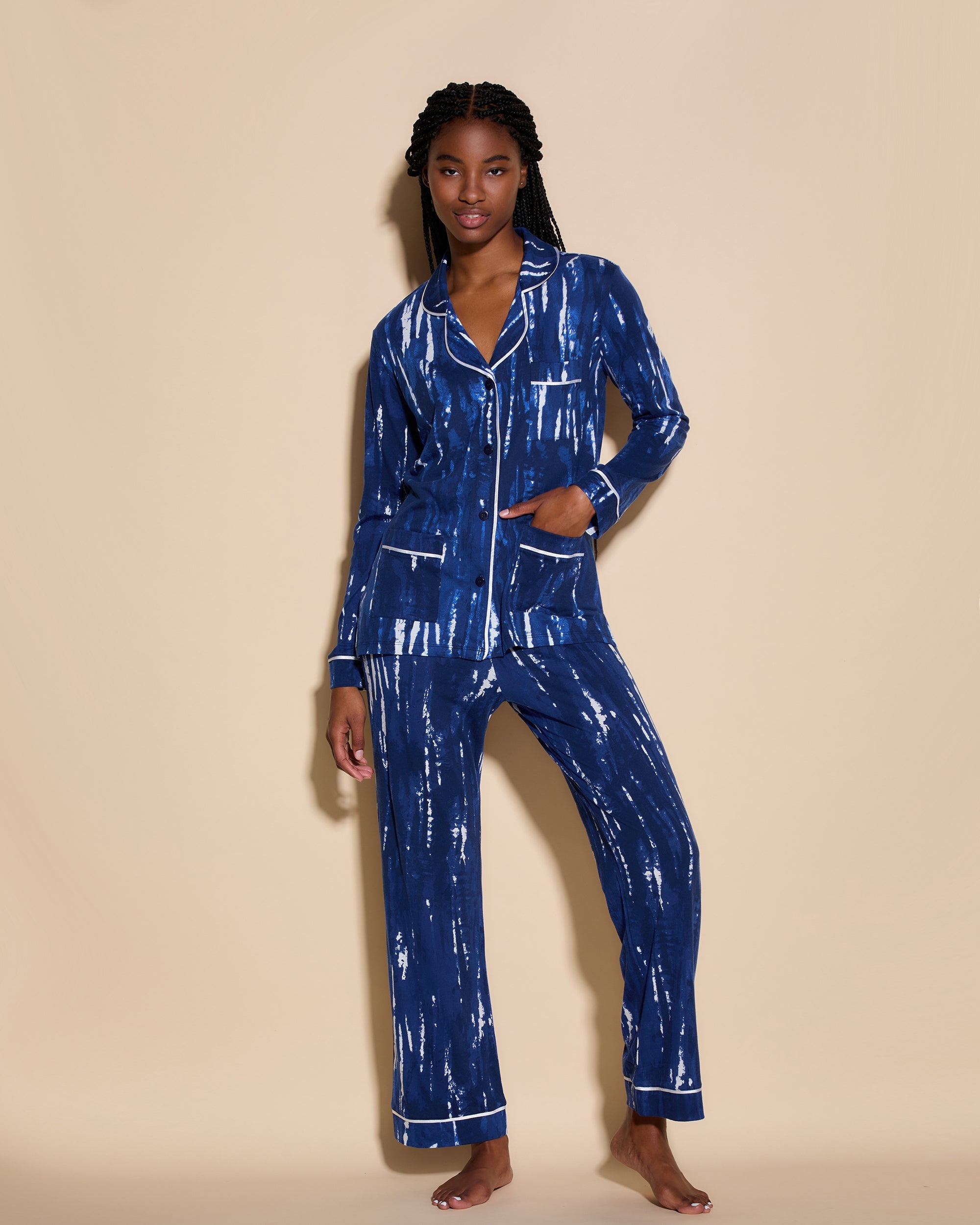 3 Pockets Long Sleeve Top & Pant Pajama Set