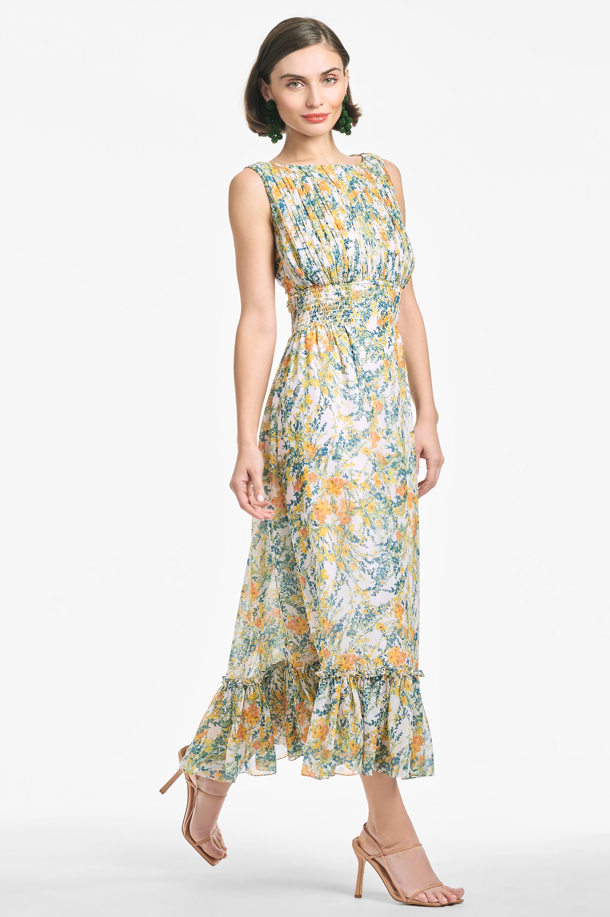 Anastasia Dress - Sunshine/Teal Bouquet - Final Sale