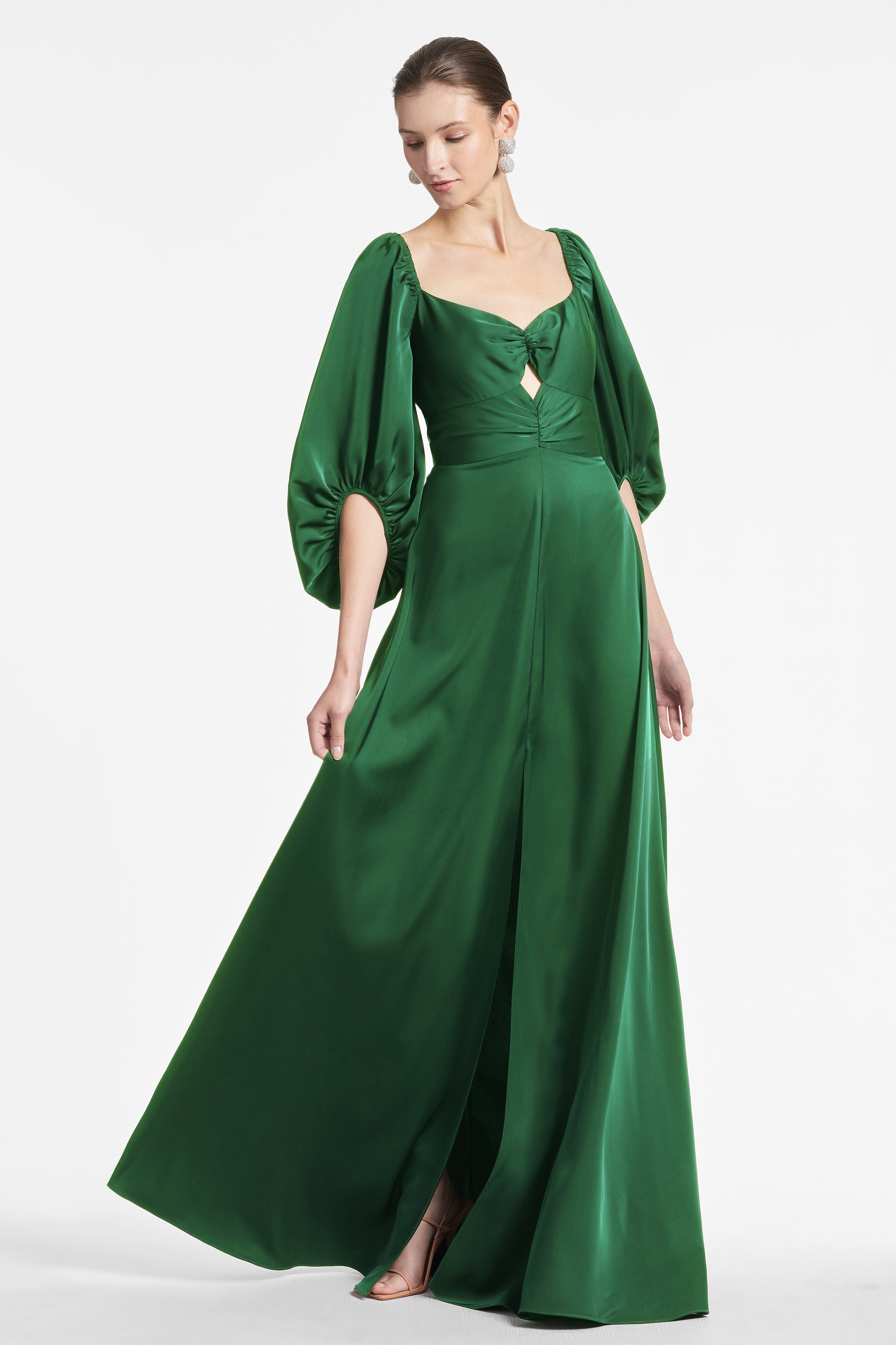 Angelina Charmeuse Gown - Emerald - Final Sale