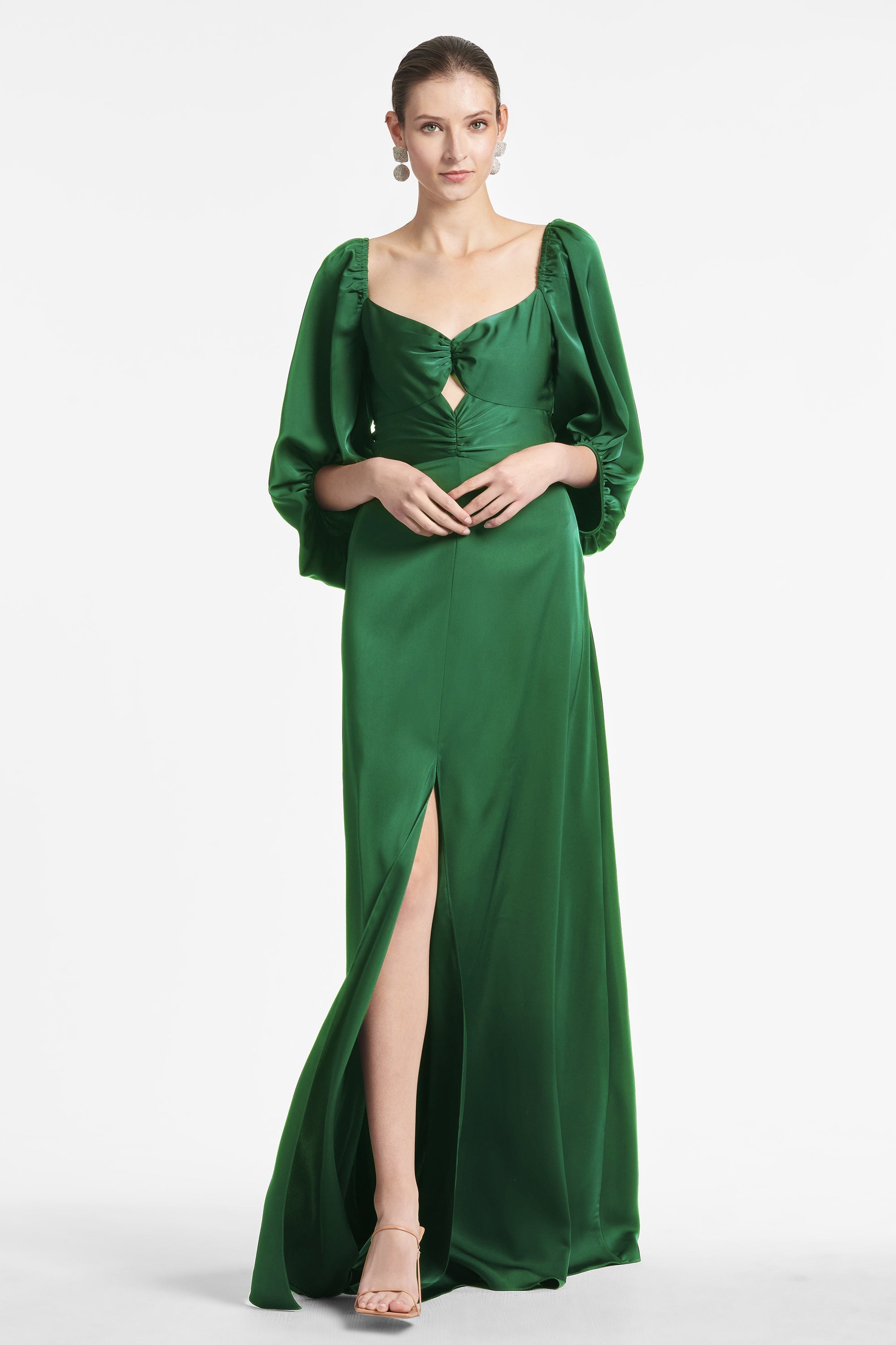 Angelina Charmeuse Gown - Emerald - Final Sale