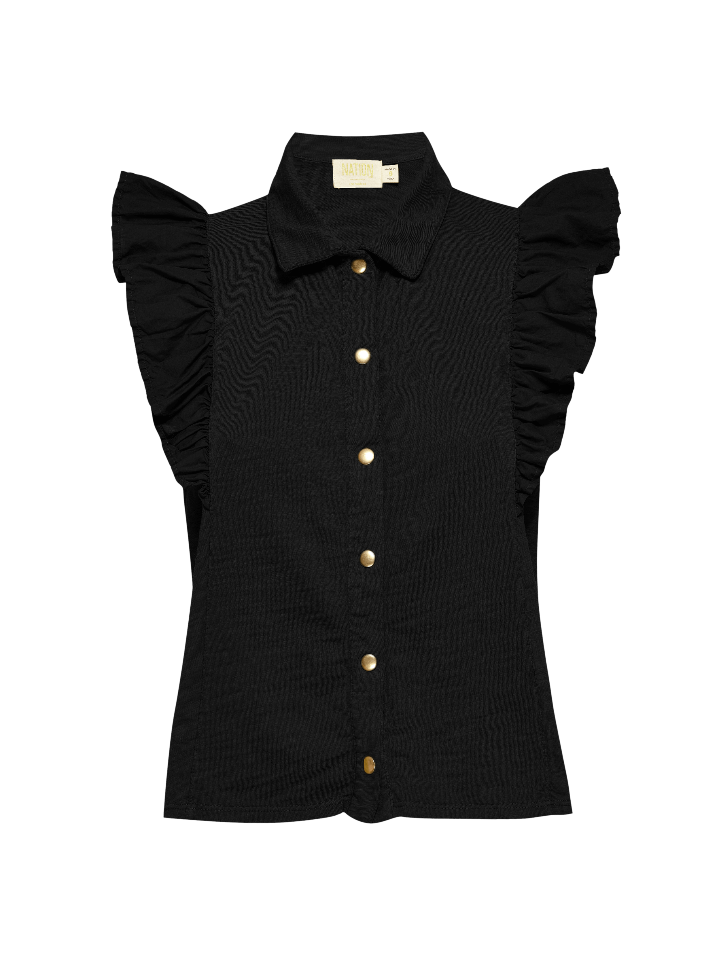 NATION LTD Archer Sleeveless Ruffled Button Up