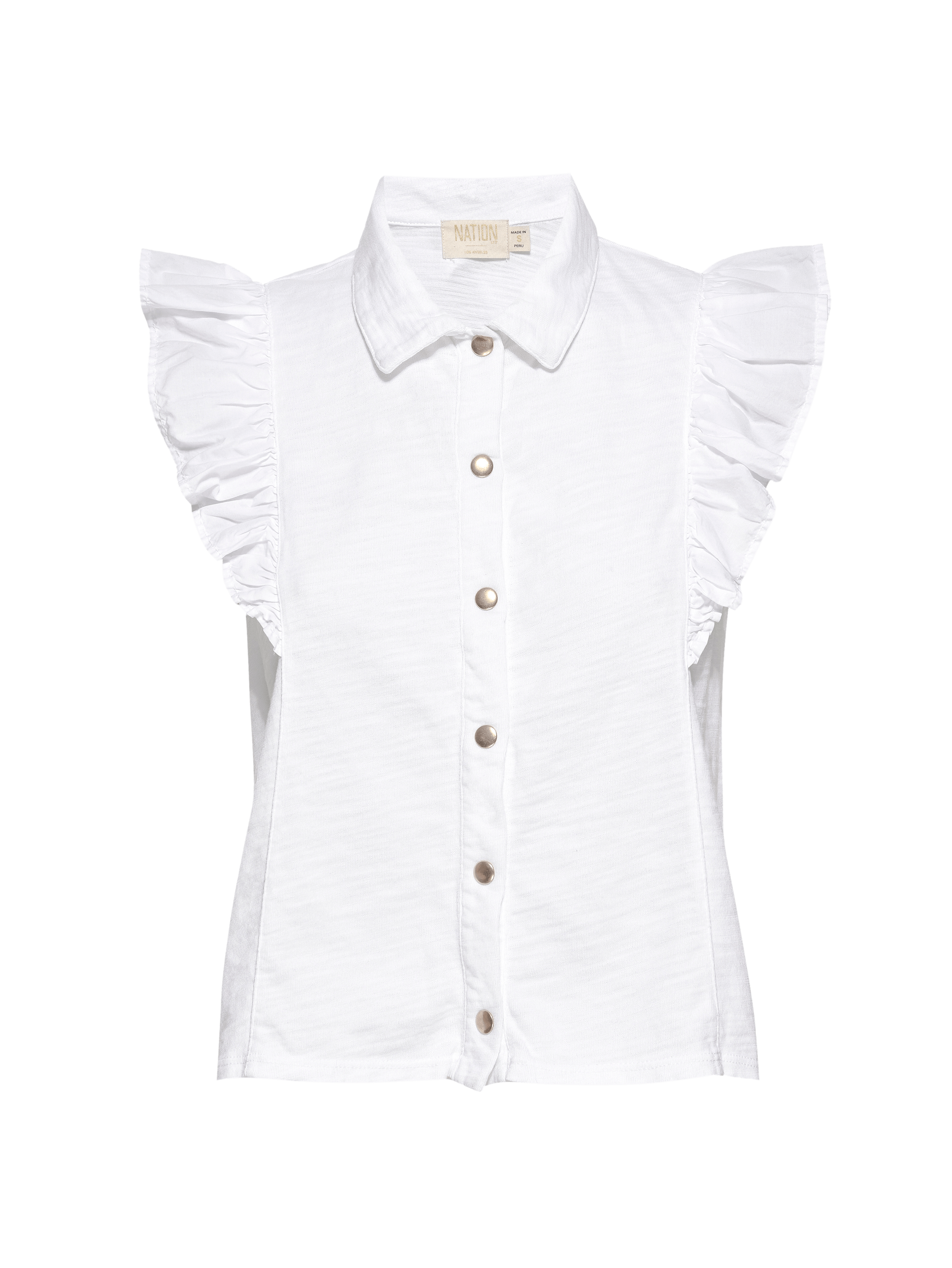 NATION LTD Archer Sleeveless Ruffled Button Up